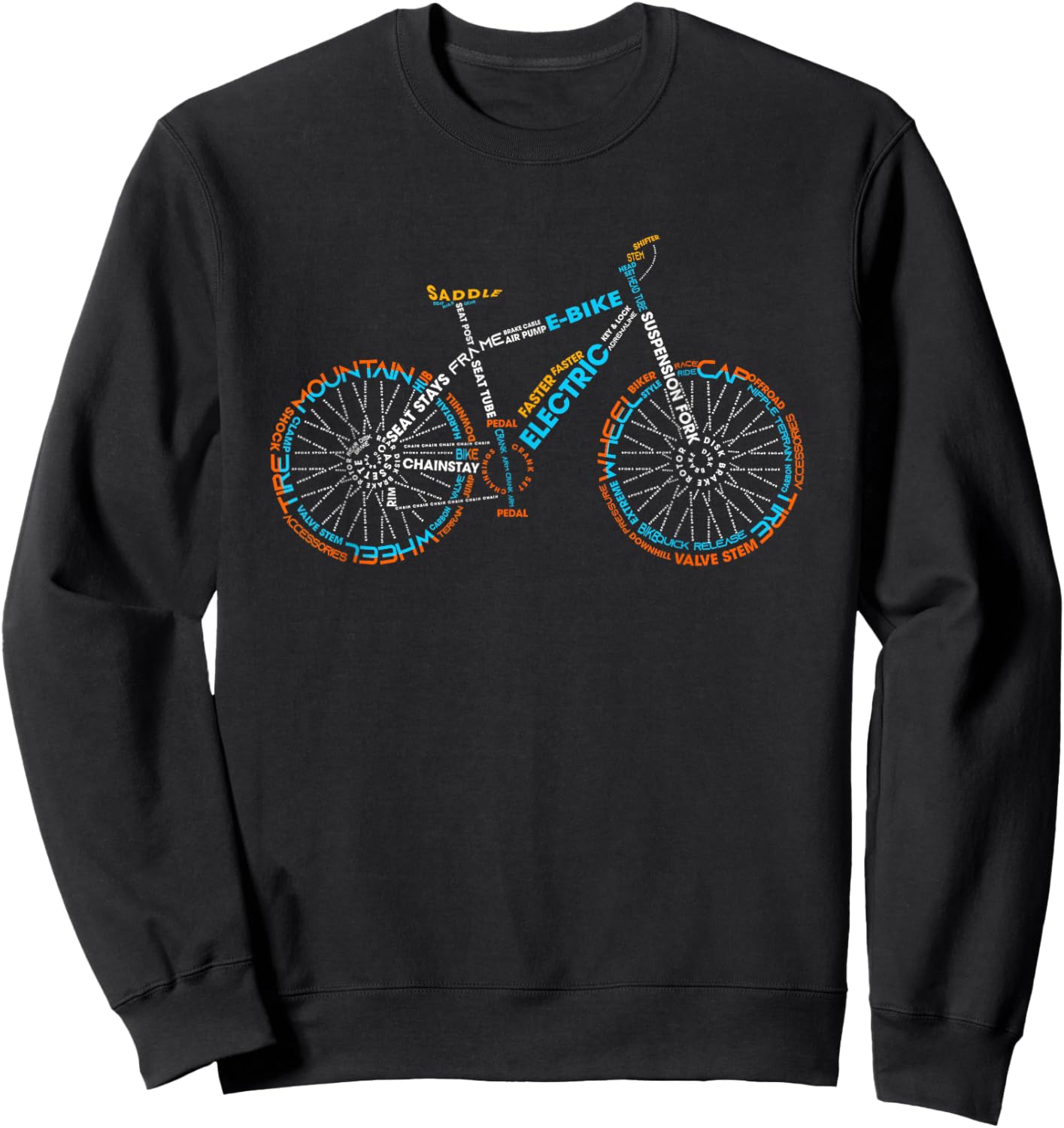 E-bike words in picture cyclist bicycle electric bike Sweatshirt - Sweatshirt | Black