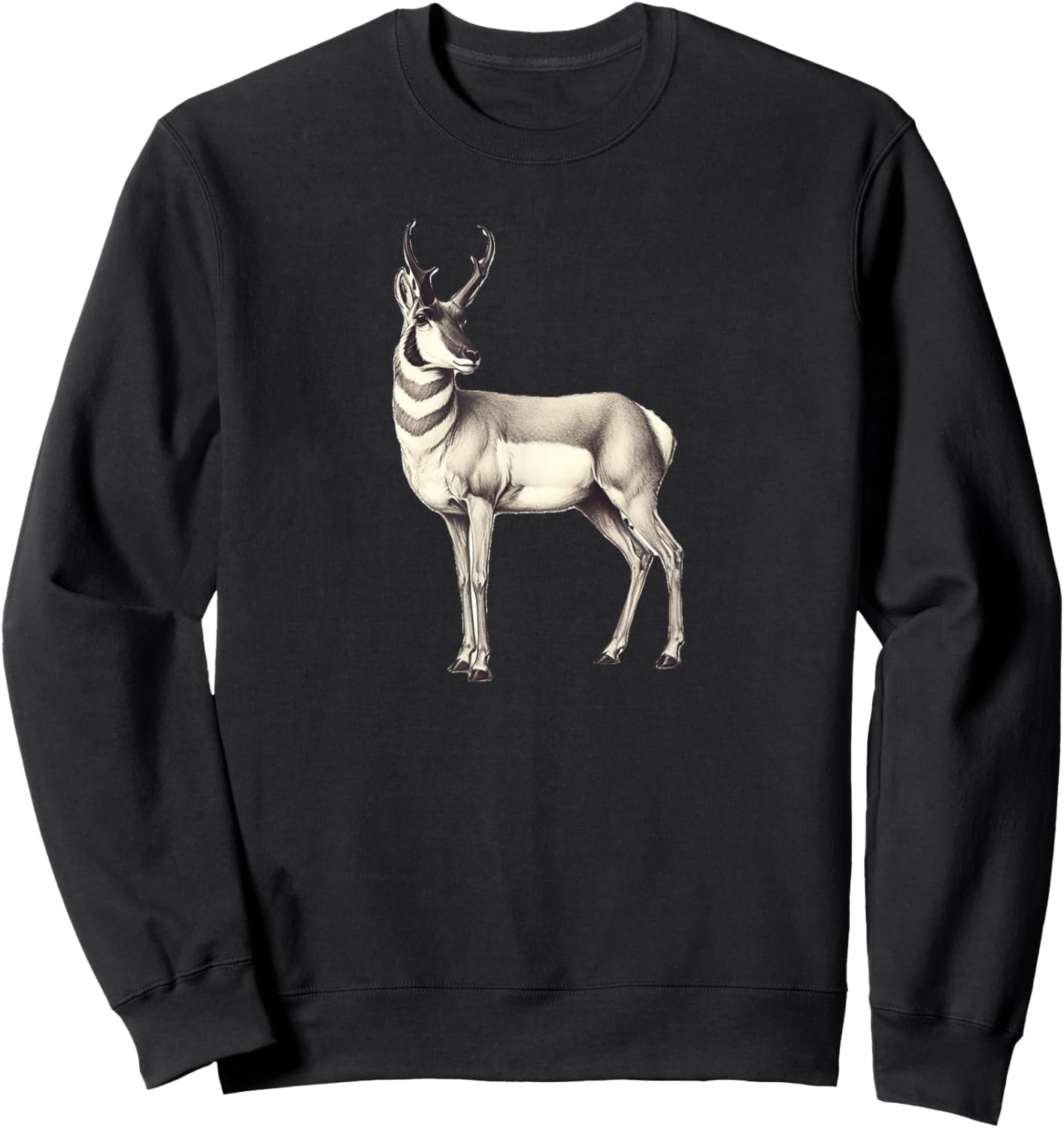 Pronghorn Antelope Simple Wildlife Graphic Sweatshirt - Sweatshirt | Black