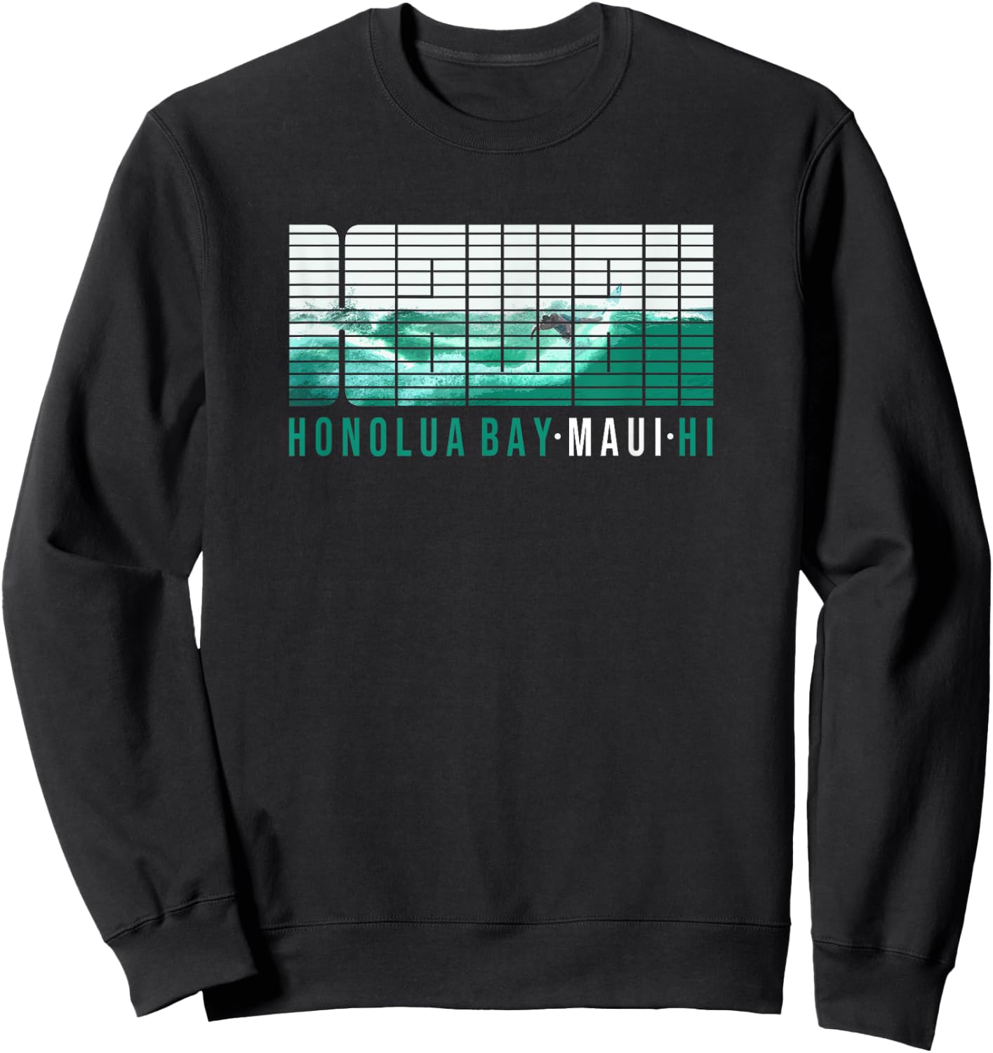 Hawaii MAUI Honolua Bay Hawaiian Surfing Sweatshirt - Sweatshirt | Black