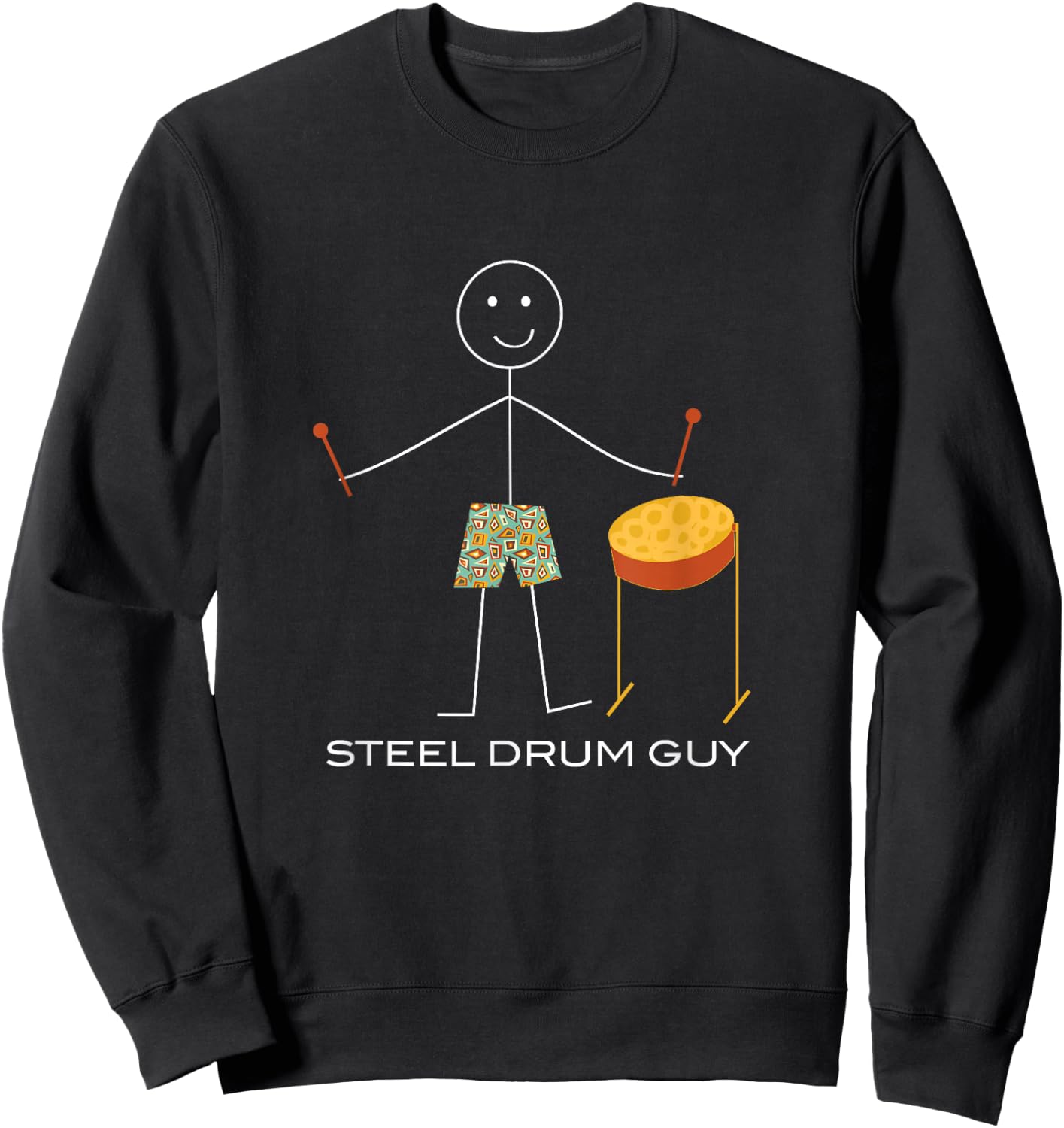 Funny Steel Drum Guy, Boy Steel Pan Player Sweatshirt - Sweatshirt | Black