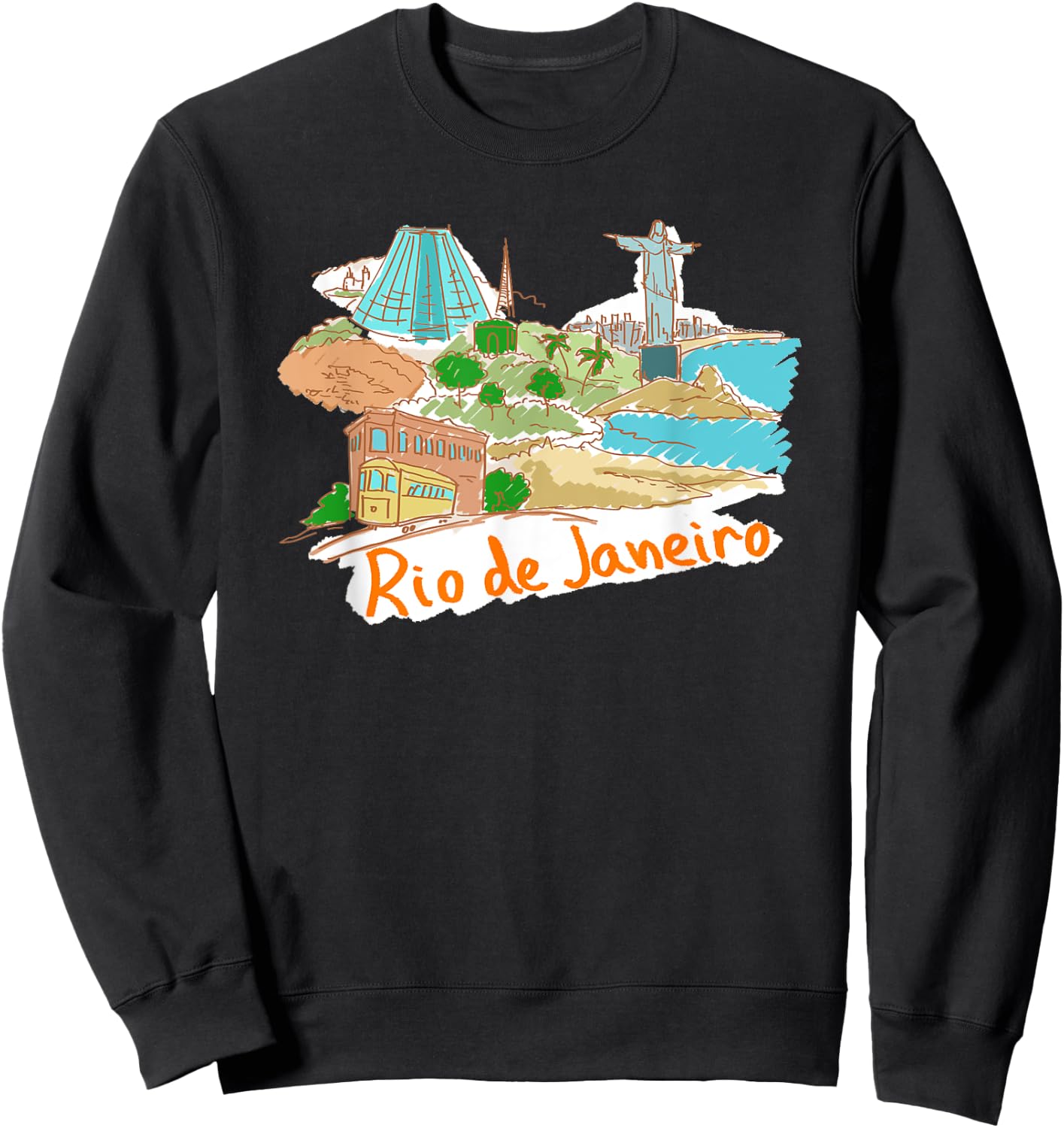 Rio De Janeiro Beach Christ the Redeemer Women Girls Kids Sweatshirt - Sweatshirt | Black