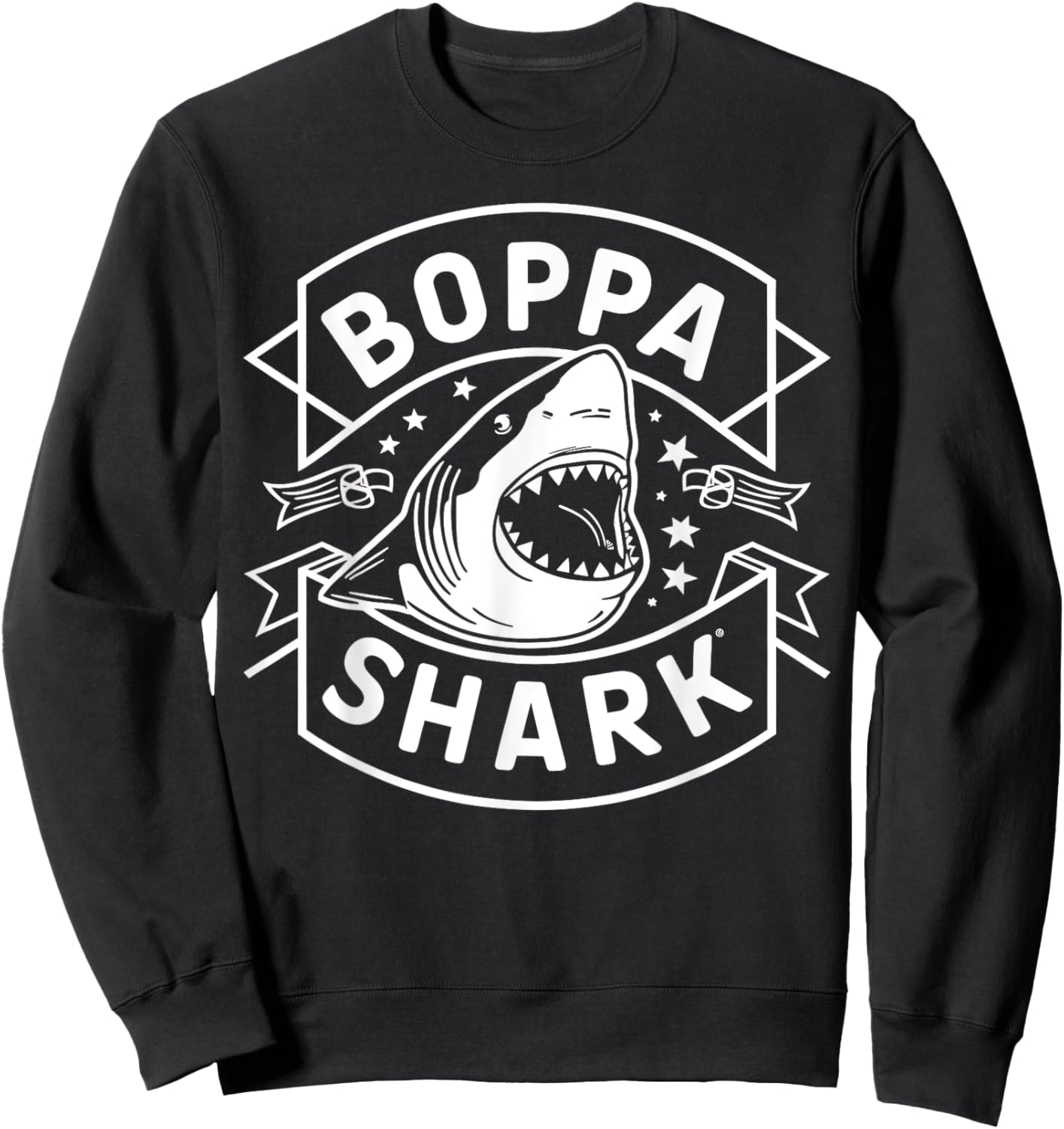Boppa Shark Grandpa Gifts Funny Graphic Sweatshirt - Sweatshirt | Black
