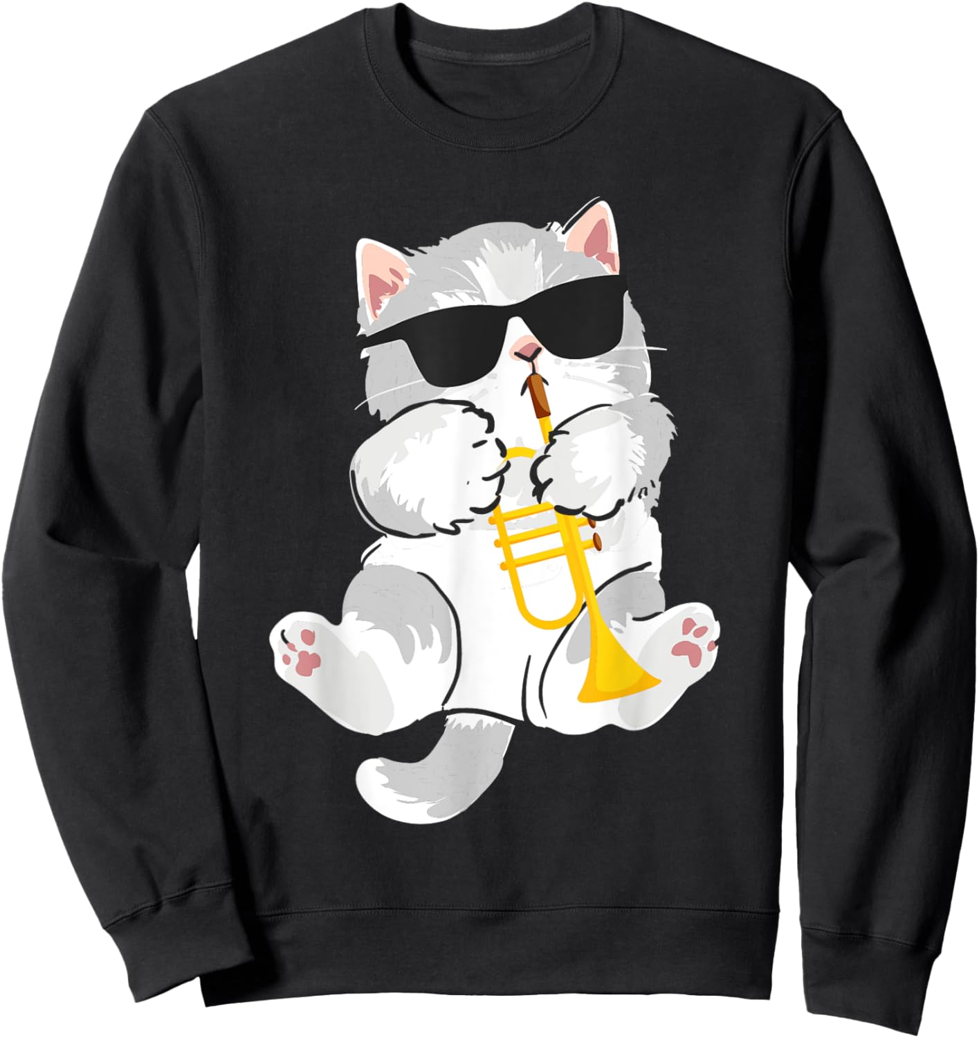 Trumpeter Cat - Trumpet Player Marching Band Sweatshirt - Sweatshirt | Black