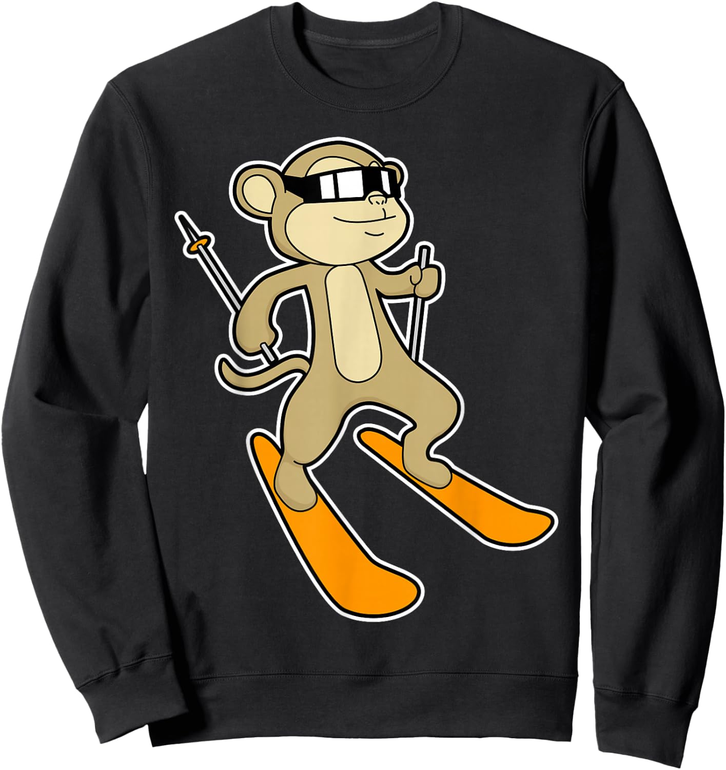 Monkey Skier Ski Winter sports Sweatshirt - Sweatshirt | Black