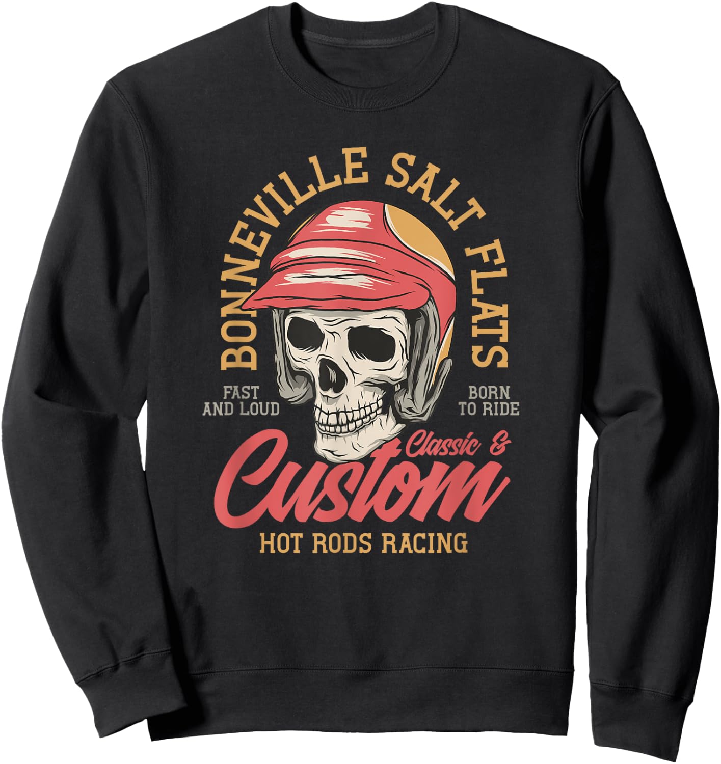 Hot Rod Costum Garage Skeleton Old School Racing Skull Sweatshirt - Sweatshirt | Black