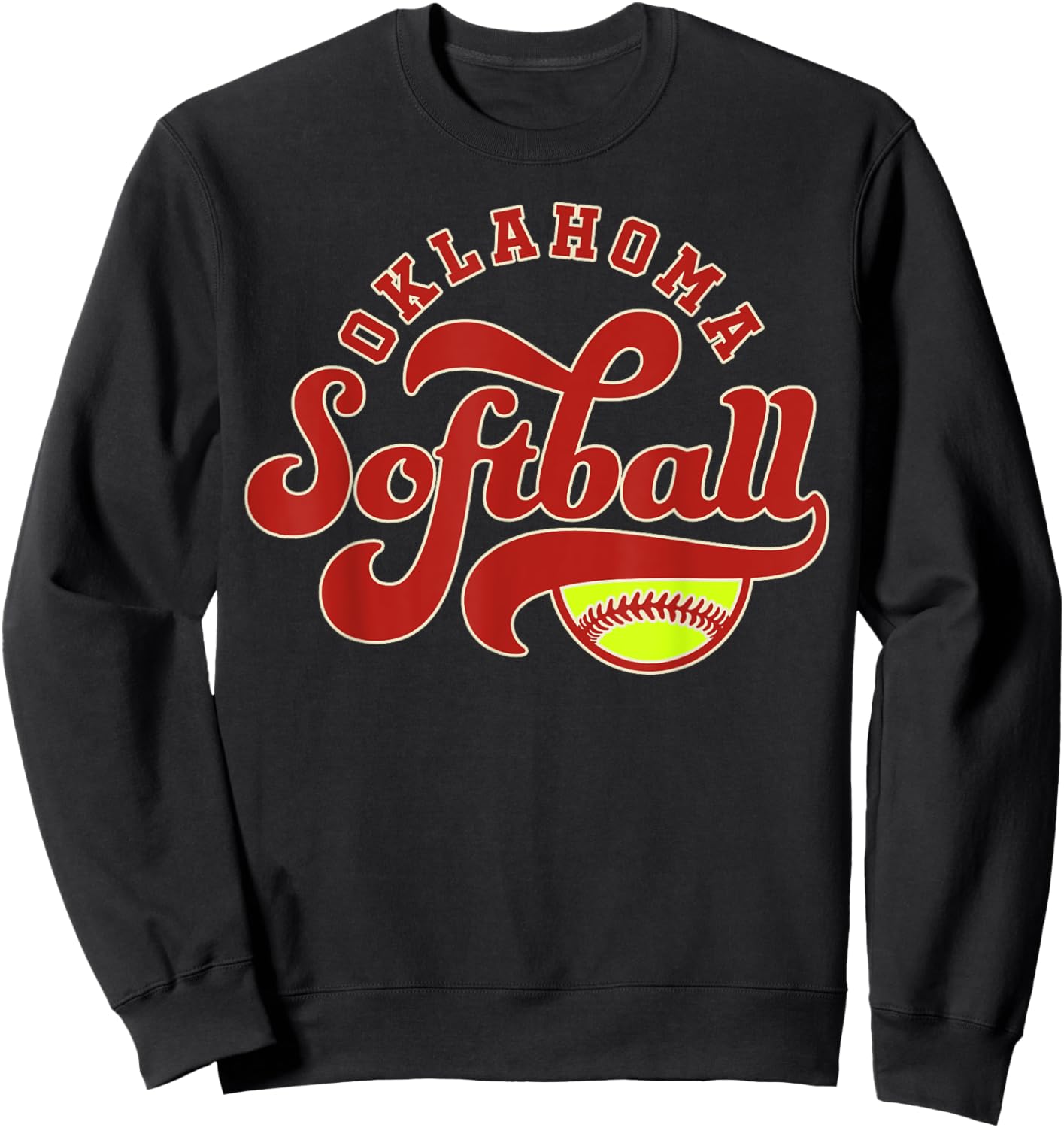 Oklahoma Softball Vintage Kids Team Retro Softball Fan Sweatshirt - Sweatshirt | Black