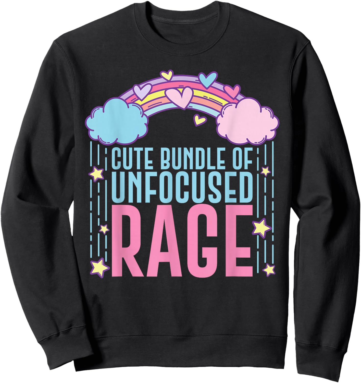 Cute Bundle of Unfocused Rage Funny Pastel Goth Gift Rainbow Small Sweatshirt - Sweatshirt | Black