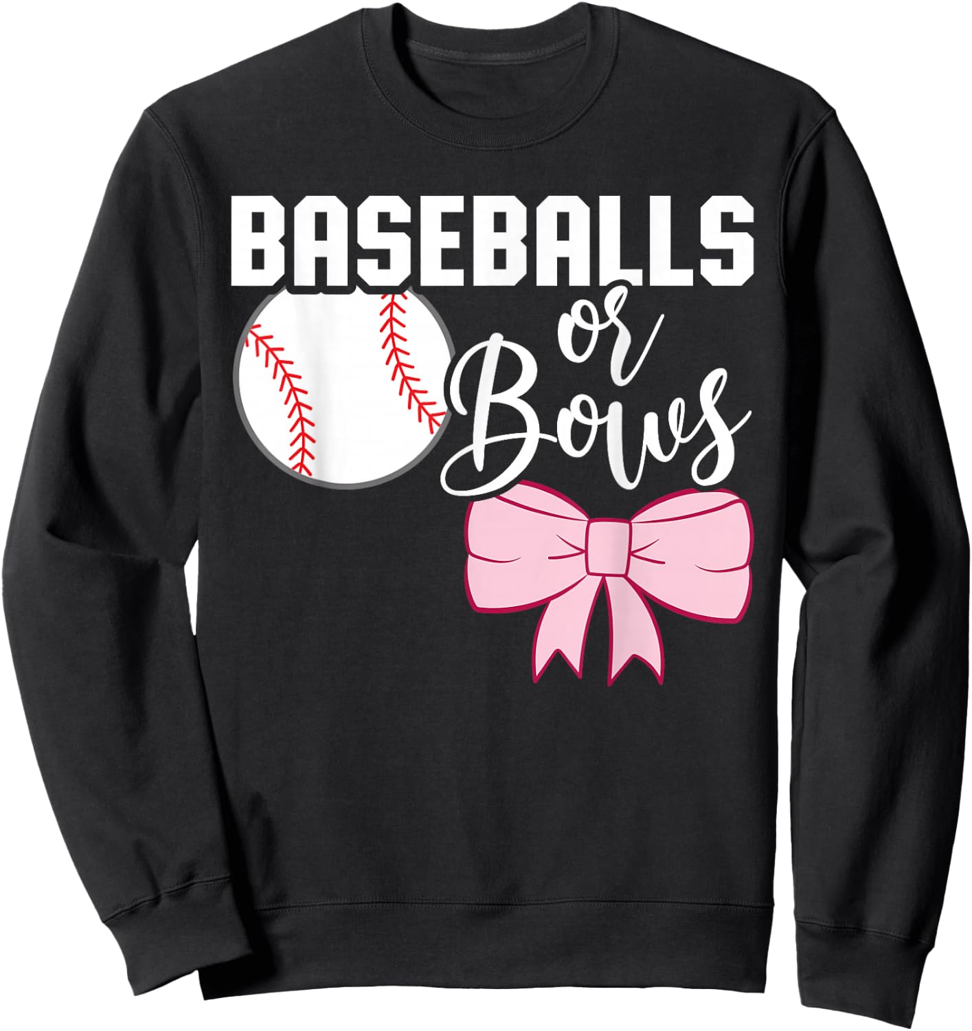 Cute Baseballs or Bows Gender Reveal - Team Boy or Team Girl Sweatshirt - Sweatshirt | Black