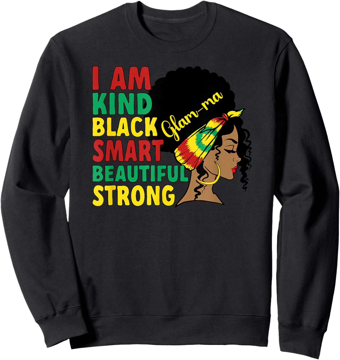 Black Glam-Ma Grandmother African American Glam-Ma Grandma Sweatshirt - Sweatshirt | Black