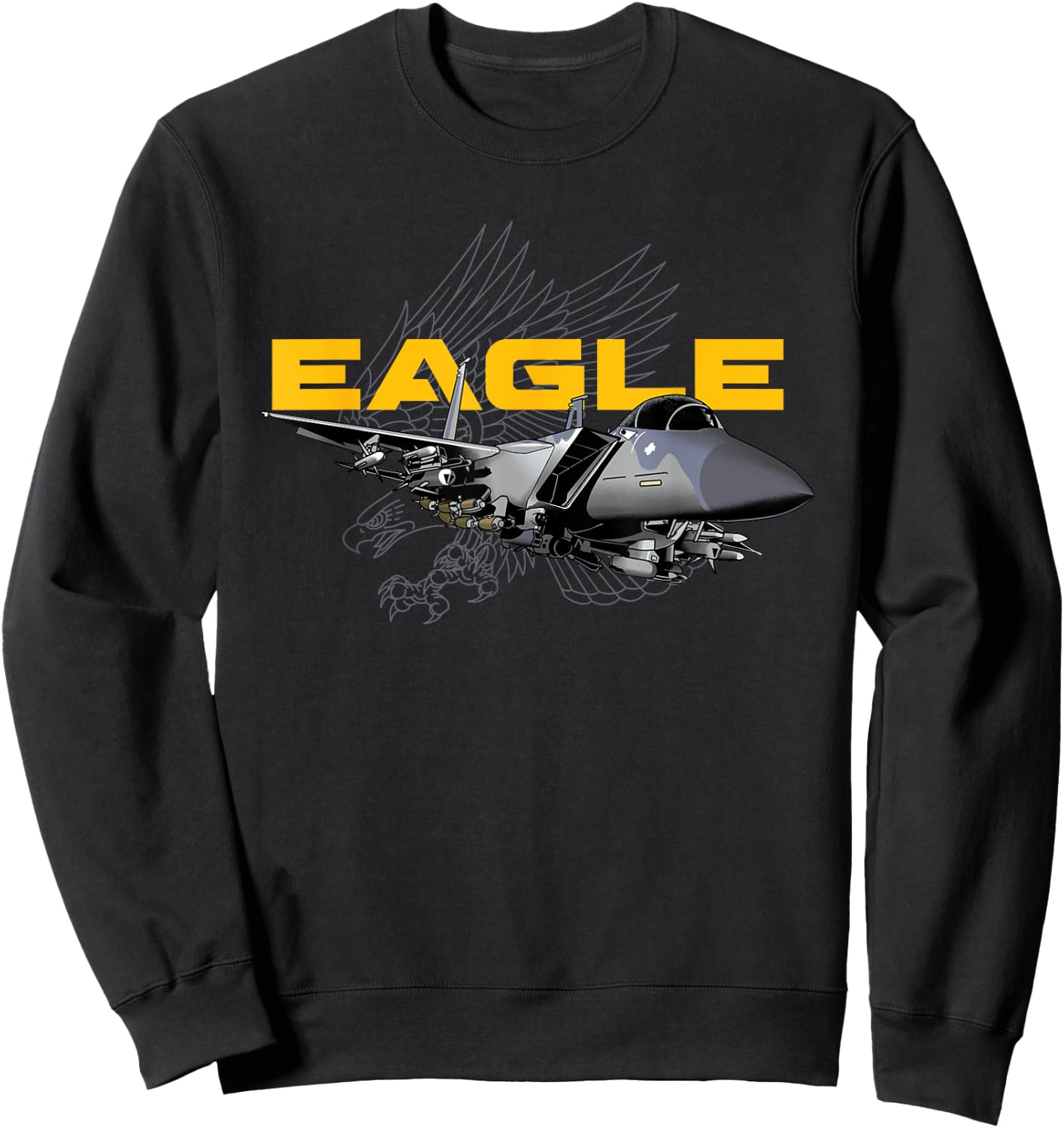 F15 Eagle Military Airplane Sweatshirt - Sweatshirt | Black