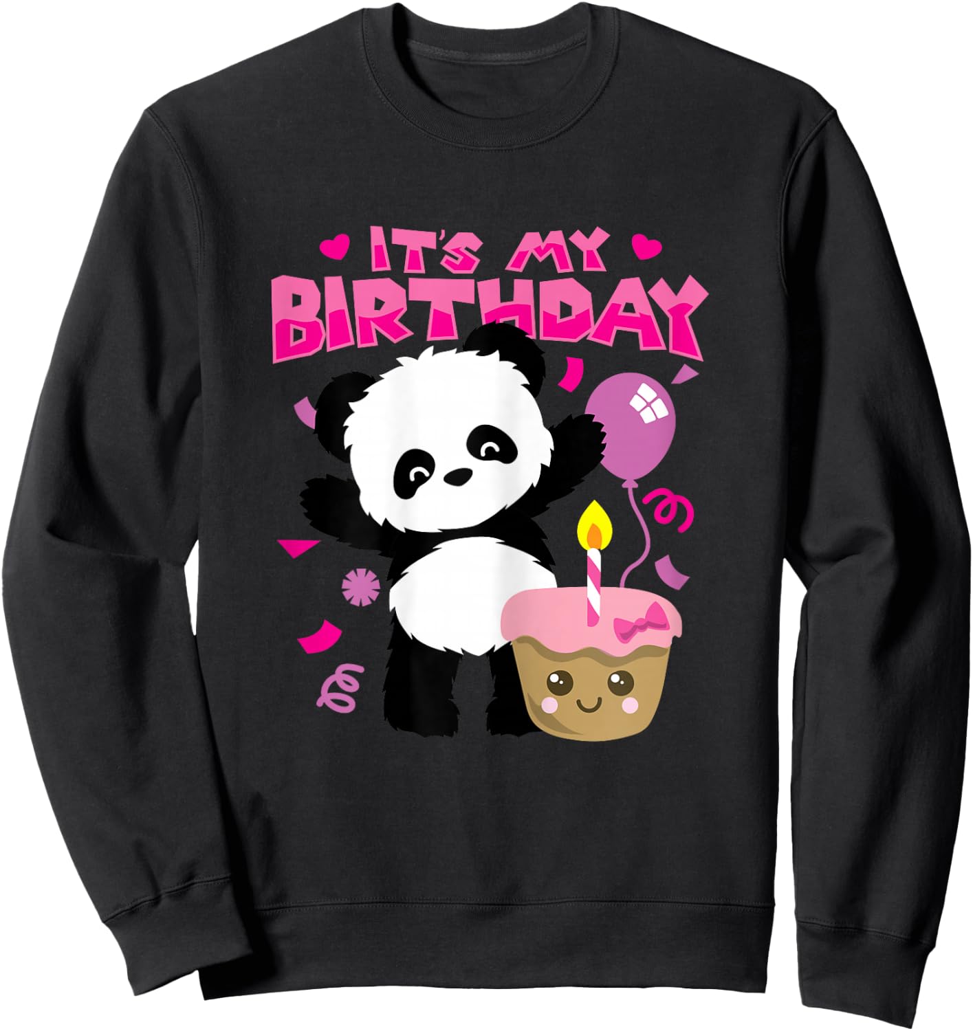 Panda It's My Birthday Party Gift Girls Sweatshirt - Sweatshirt | Black