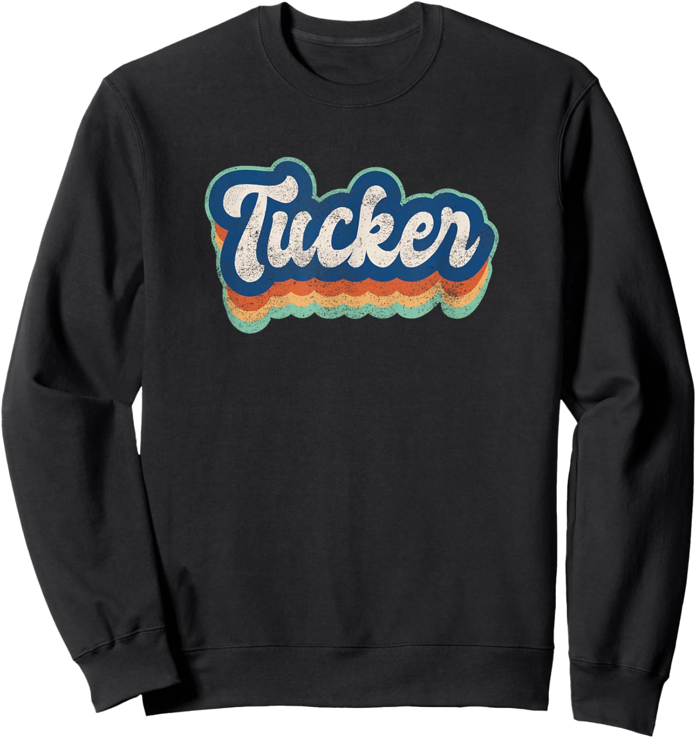 Tucker First Name Boy Vintage Style 70s 80s Personalized Sweatshirt - Sweatshirt | Black