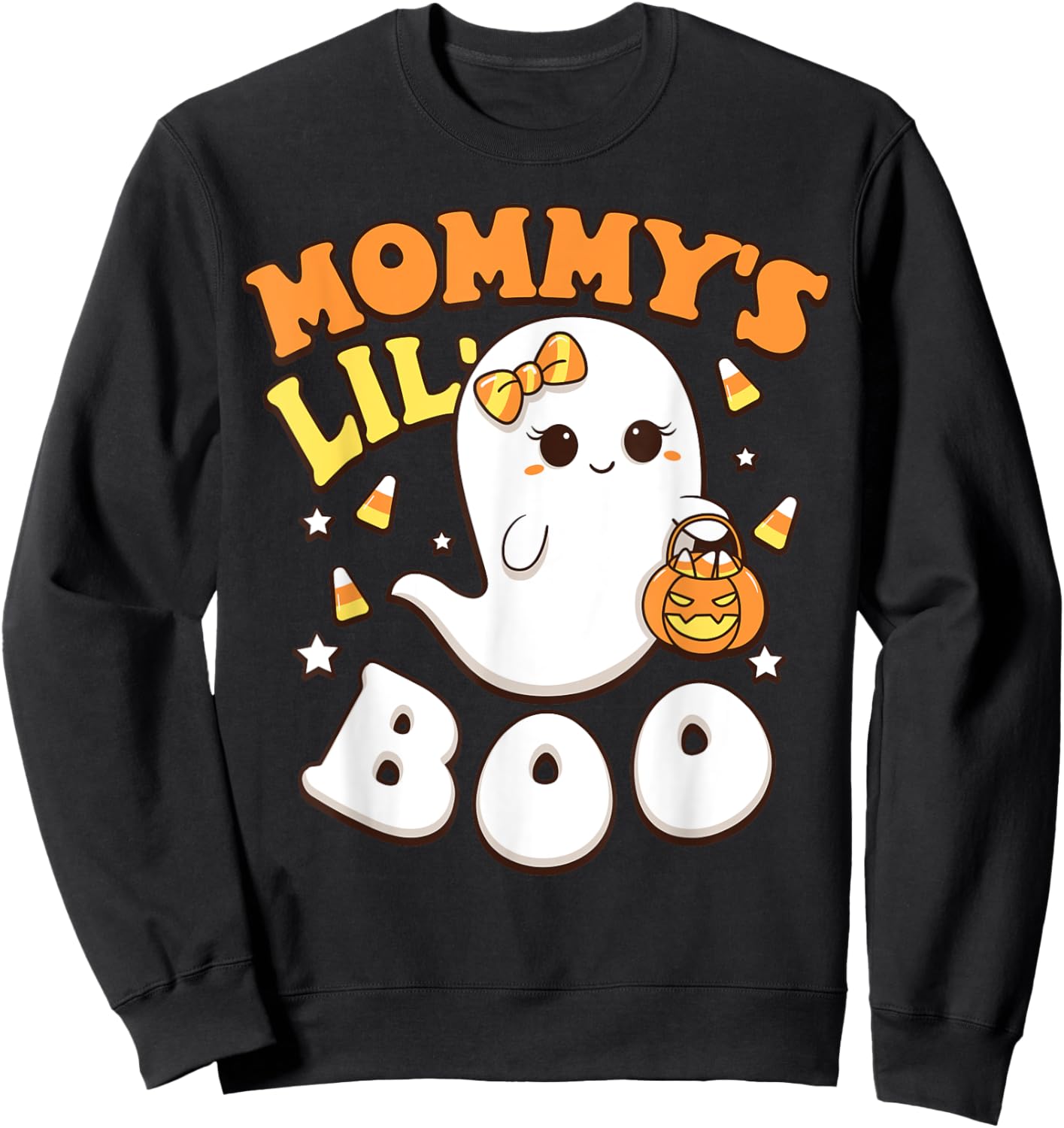Mommy's Lil' Boo Baby Girls Toddler Halloween Cute Boo Ghost Sweatshirt - Sweatshirt | Black