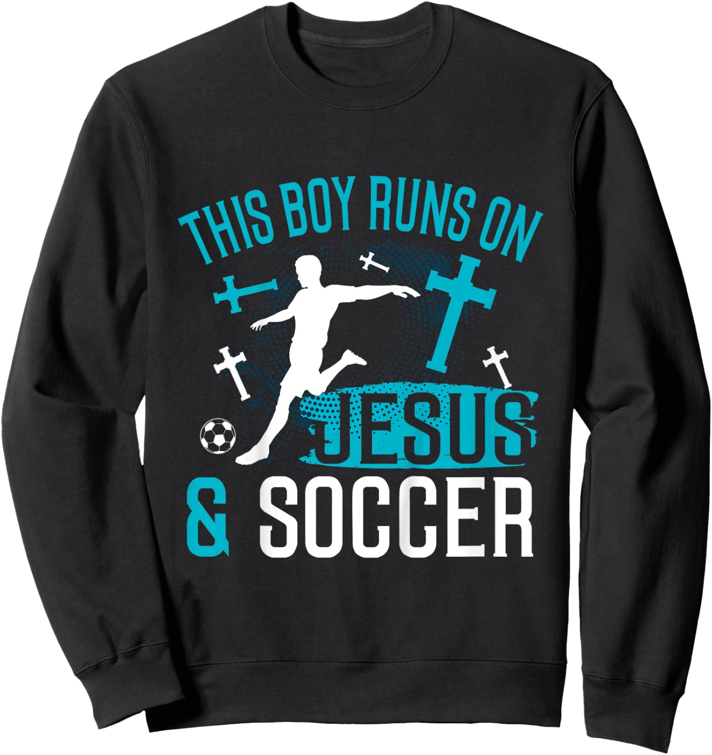 Kids Jesus and Soccer Shirt Christian Religious Player Boys Gift Sweatshirt - Sweatshirt | Black