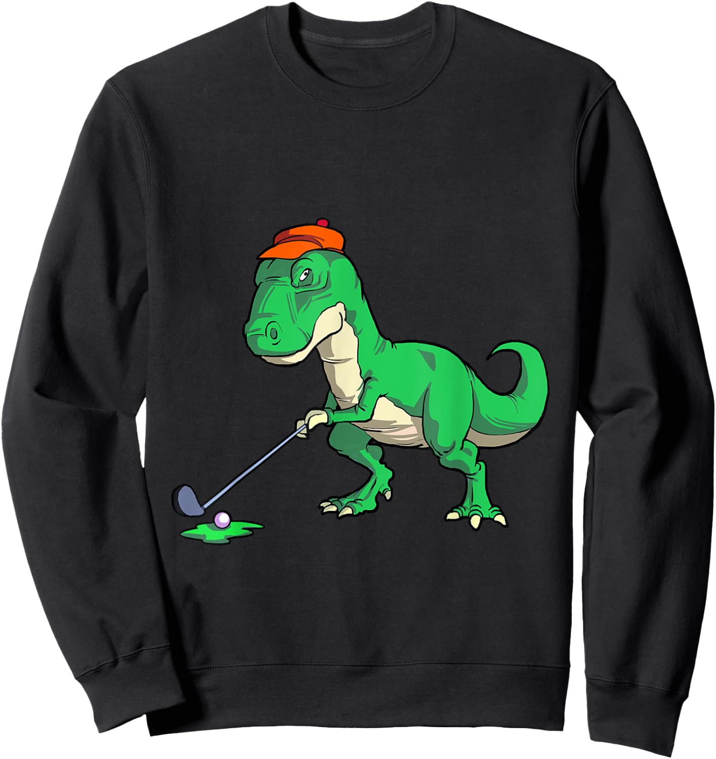Funny T Rex Dinosaur Golf Gifts Shirts Golfer Sweatshirt - Sweatshirt | Black