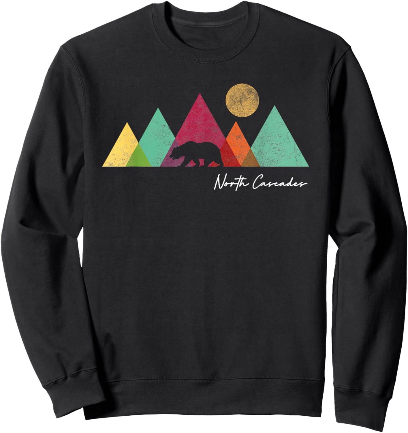 Retro North Cascades National Park Souvenir Sweatshirt - Sweatshirt | Black