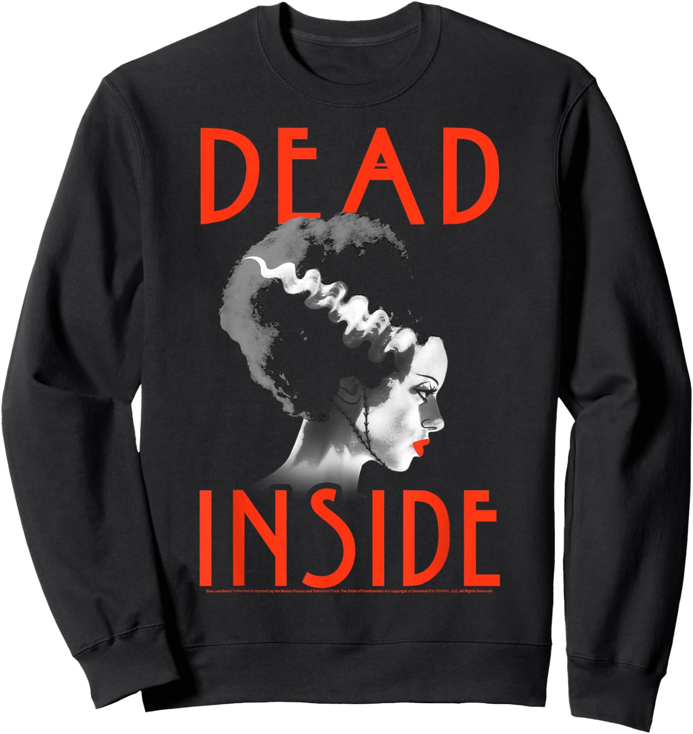 Universal Monsters Bride Of Frankenstein Dead Inside Profile Sweatshirt - Sweatshirt | Black