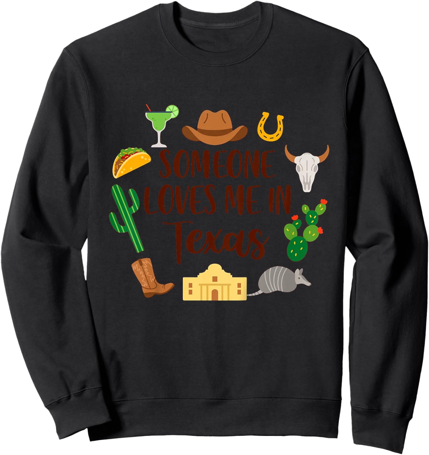 Kids Texas Baby Texas Traveling Trip Someone Loves Me In Texas Sweatshirt - Sweatshirt | Black