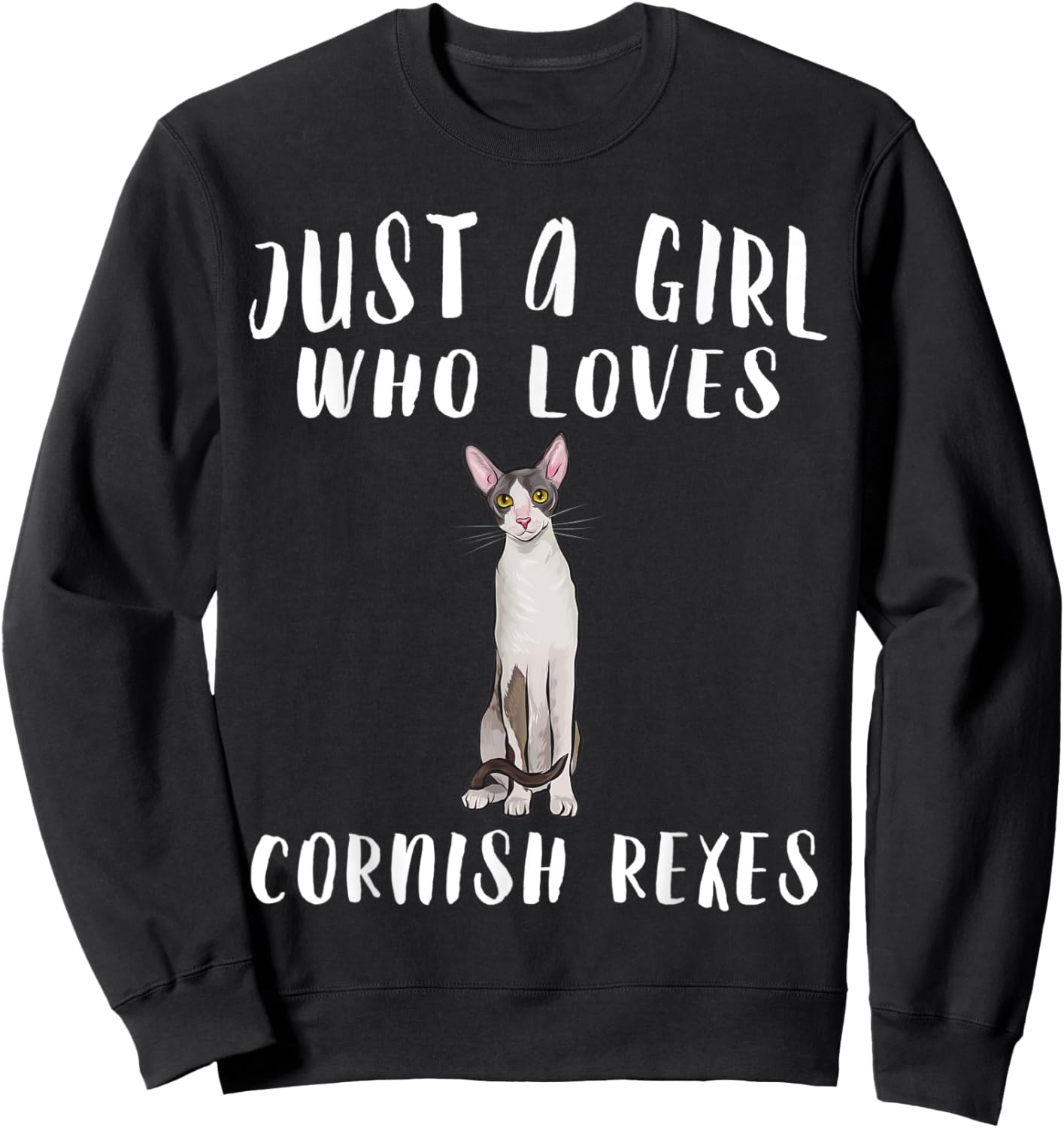 Im Just A Girl Who Loves Cornish Rexes Cat Lover Gift Sweatshirt - Sweatshirt | Black