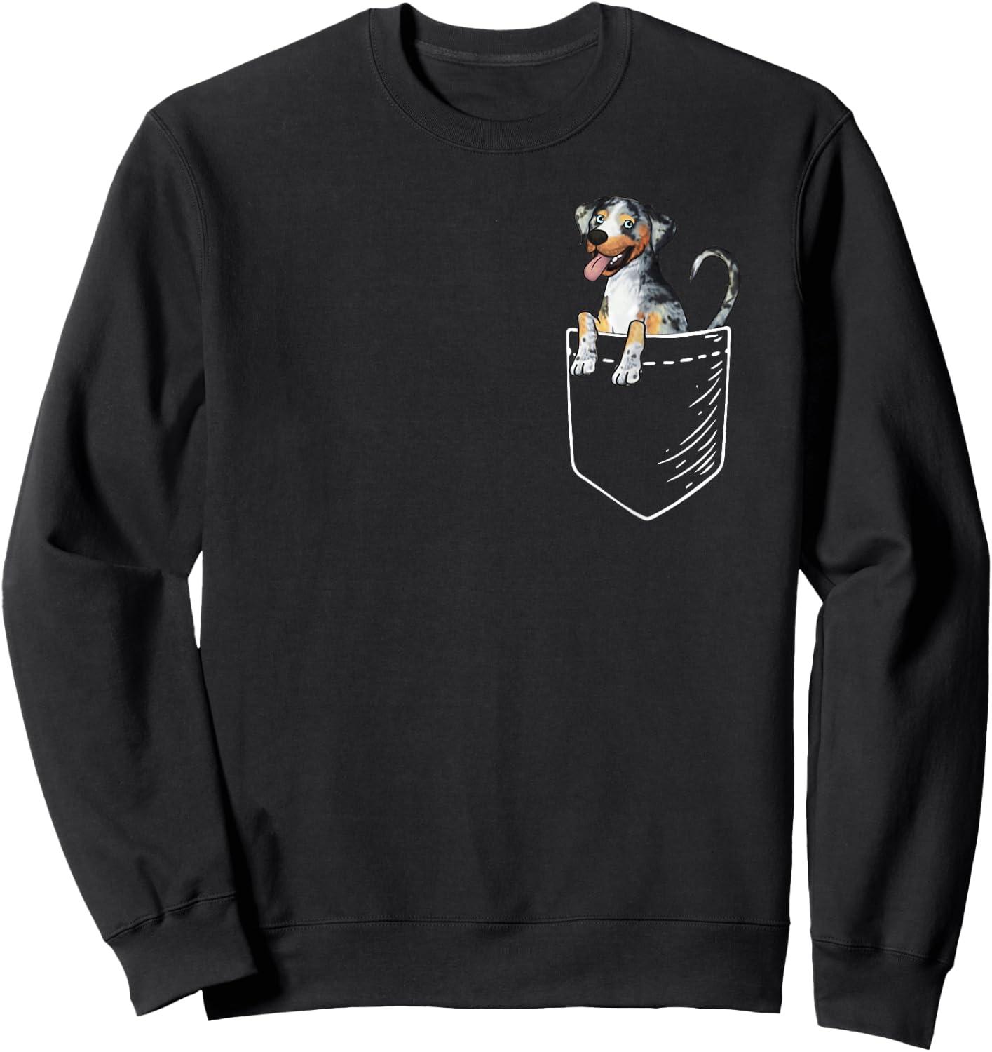 Kids Cute Pocket Catahoula Leopard Dog Lover Sweatshirt - Sweatshirt | Black