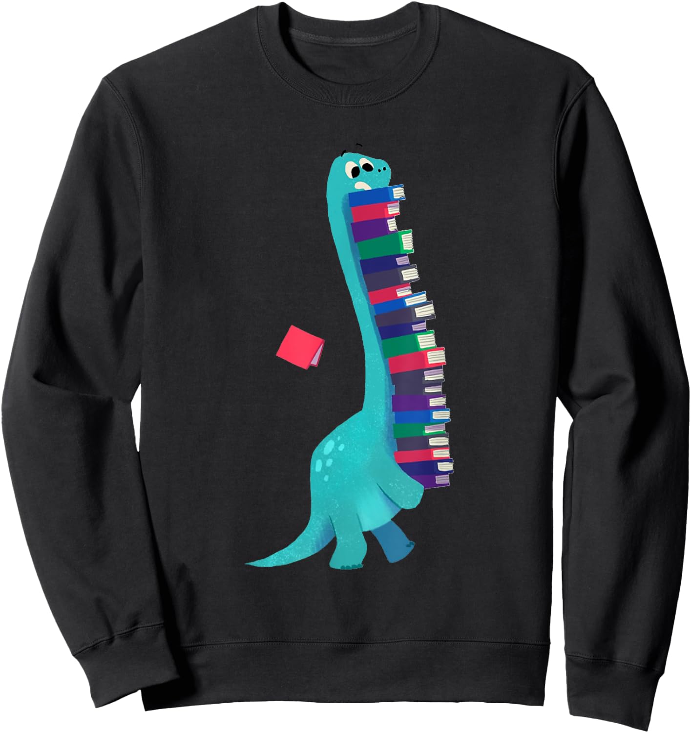 Cute Dinosaur Book Reading Sweatshirt - Sweatshirt | Black