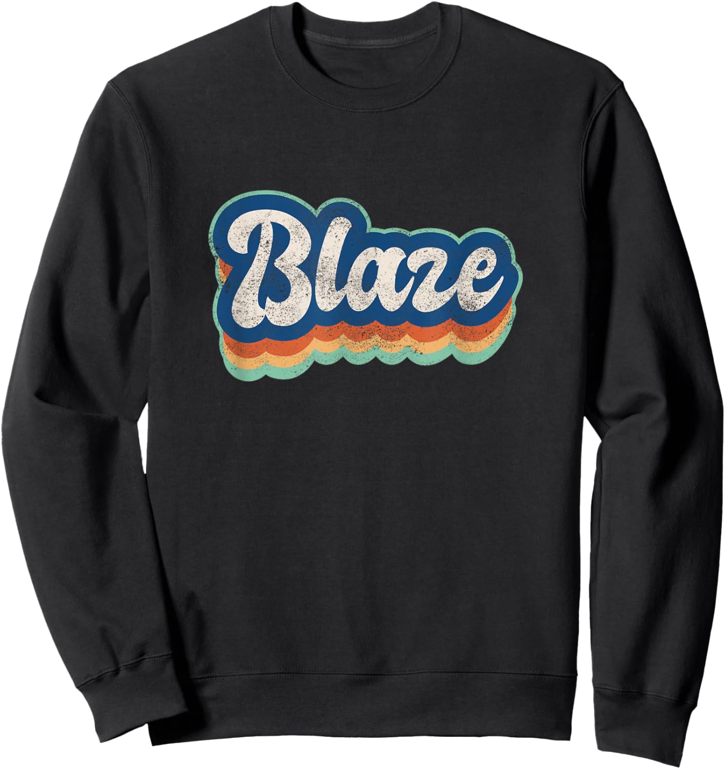 Blaze First Name Boy Vintage Style 70s 80s Personalized Sweatshirt - Sweatshirt | Black
