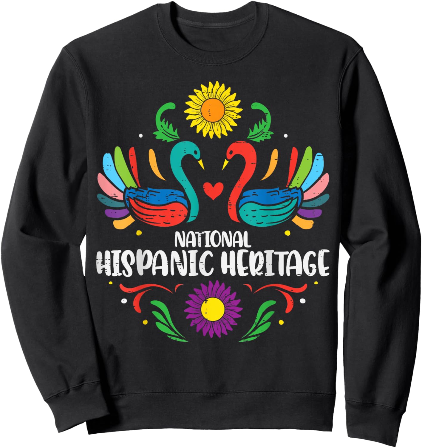 National Hispanic Heritage Month Otomi Birds Women Girls Kid Sweatshirt - Sweatshirt | Black