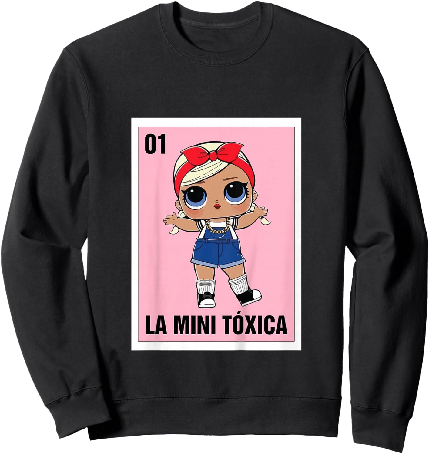 La Mini Toxica Mexican Bingo Card Game Spanish Baby Girl Sweatshirt - Sweatshirt | Black