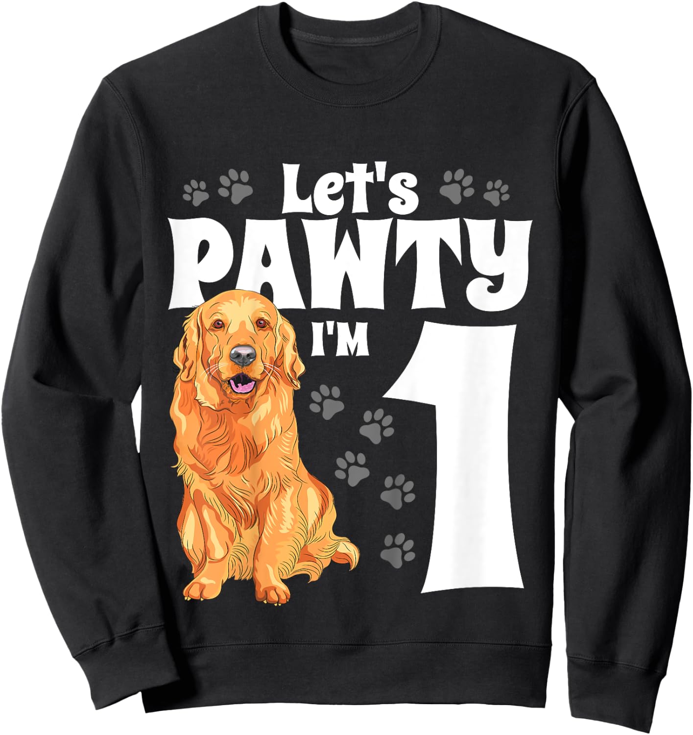 1 Year Old Golden Retriever Dog Birthday Pawty Dogs 1st Gift Sweatshirt - Sweatshirt | Black