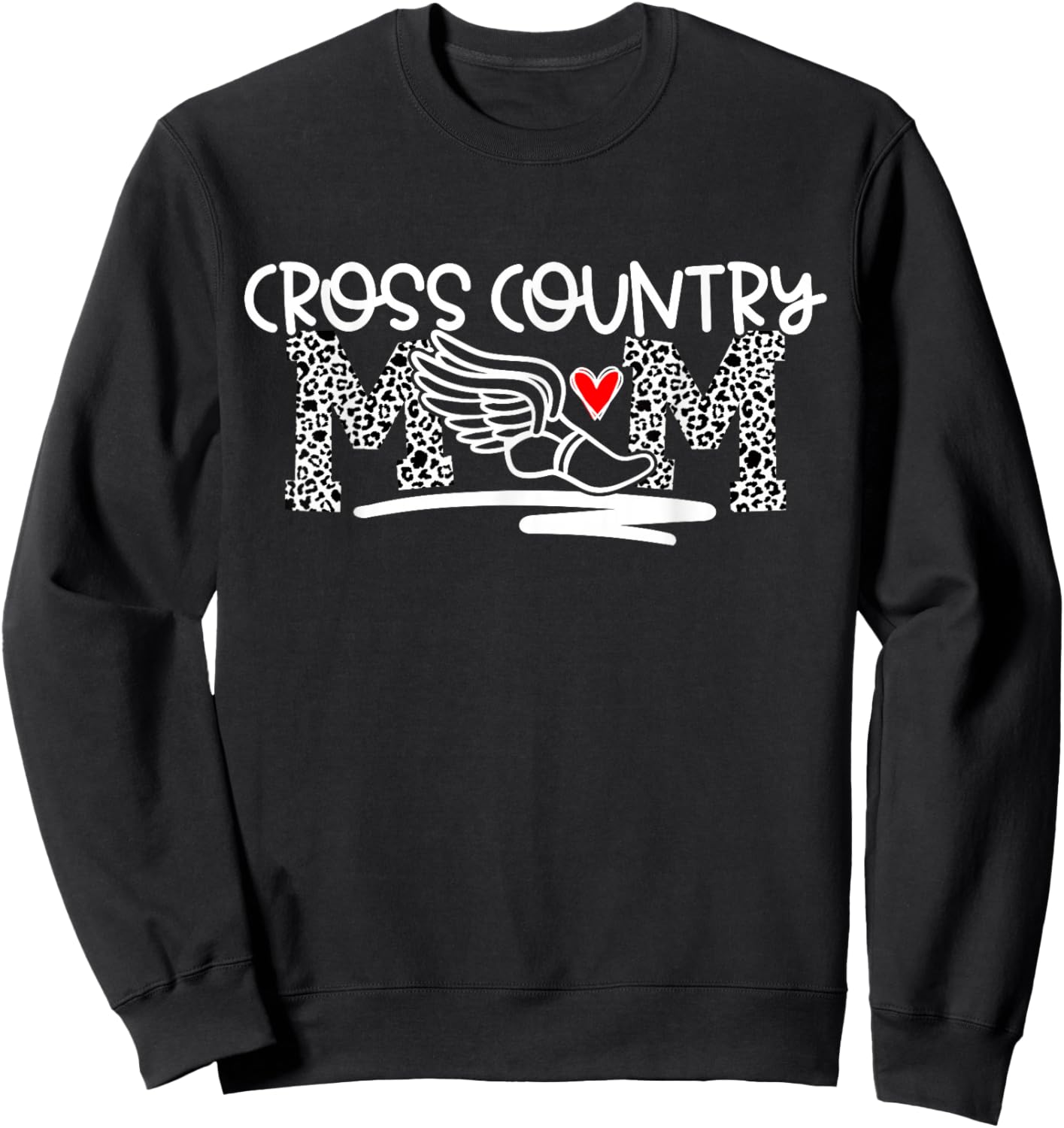 Cheetah Print Cross Country Mom Women's Black , Small Sweatshirt - Sweatshirt | Black