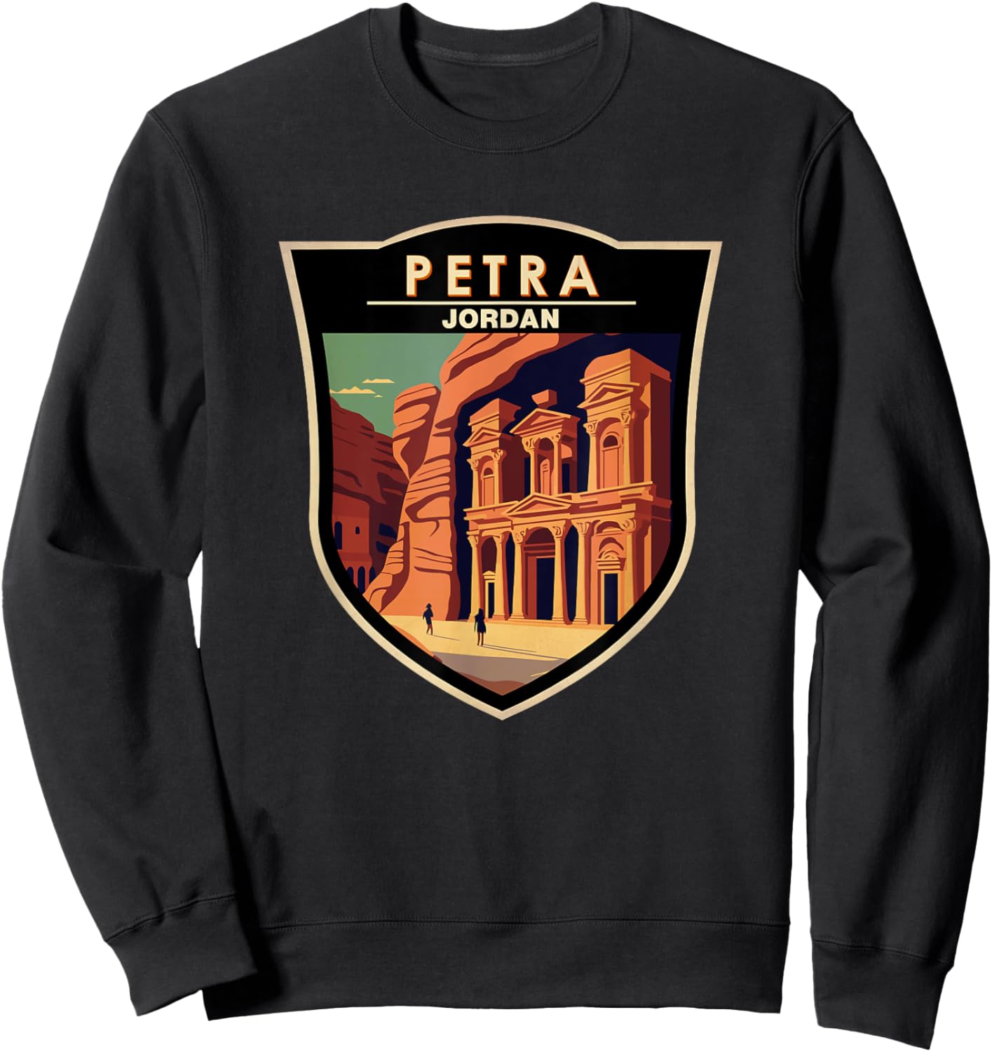 Petra Landmark Badge Vintage Sweatshirt - Sweatshirt | Black