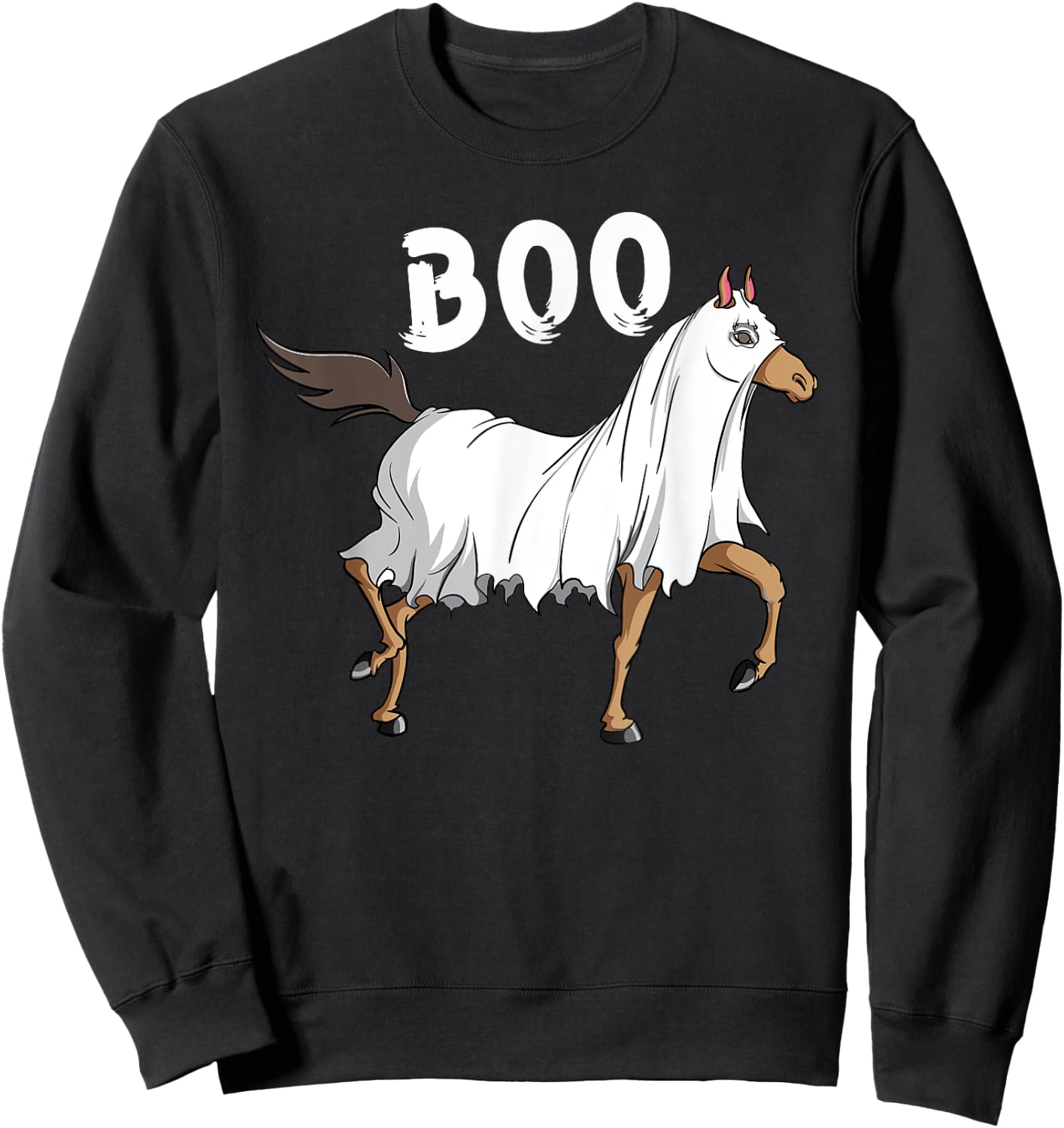 Horse Ghost Boo | Equestrian Horse Lover Farmer Halloween Sweatshirt - Sweatshirt | Black