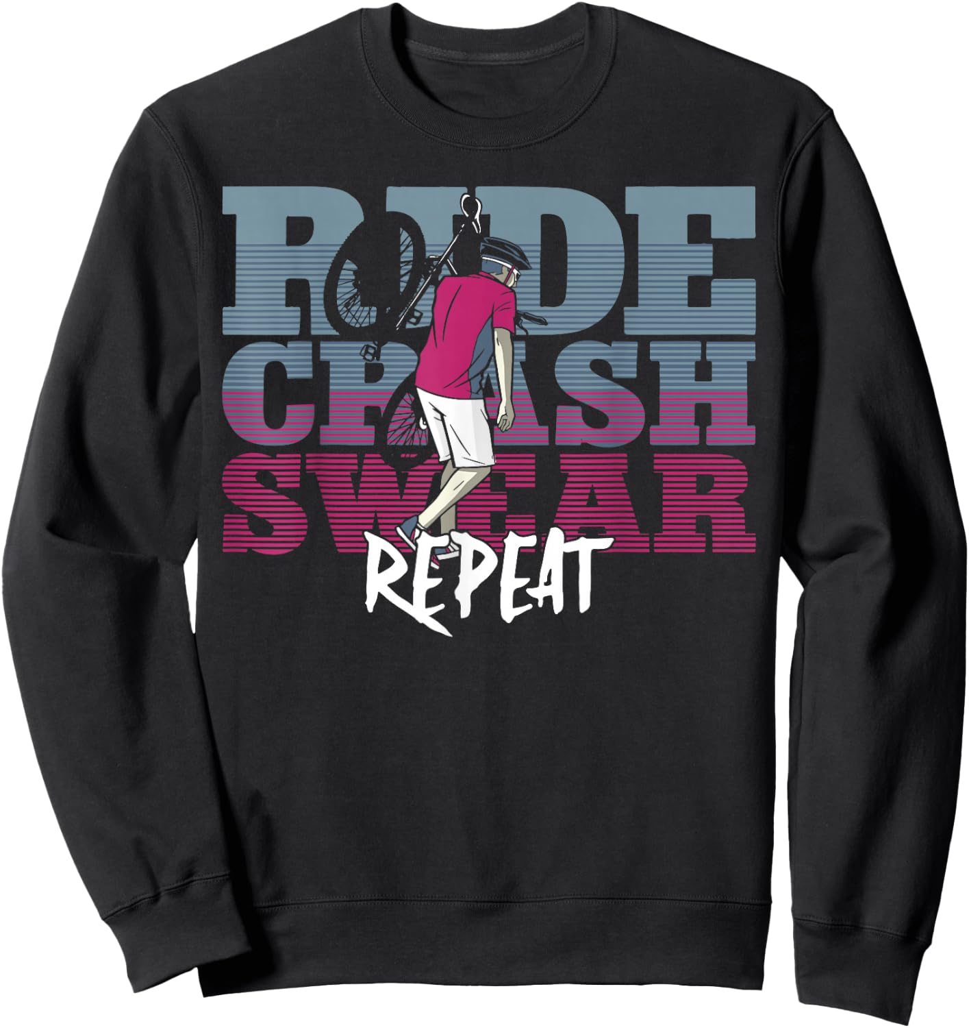 Enduro MTB Mountain Bike Riding Downhill Vintage Ride Crash Sweatshirt - Sweatshirt | Black