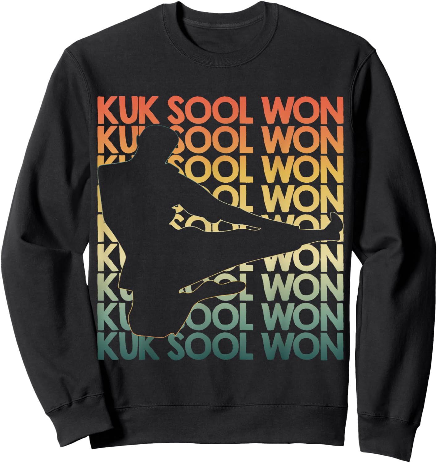 Retro Kuk Sool Won Repetitive Vintage Fighter Sweatshirt - Sweatshirt | Black