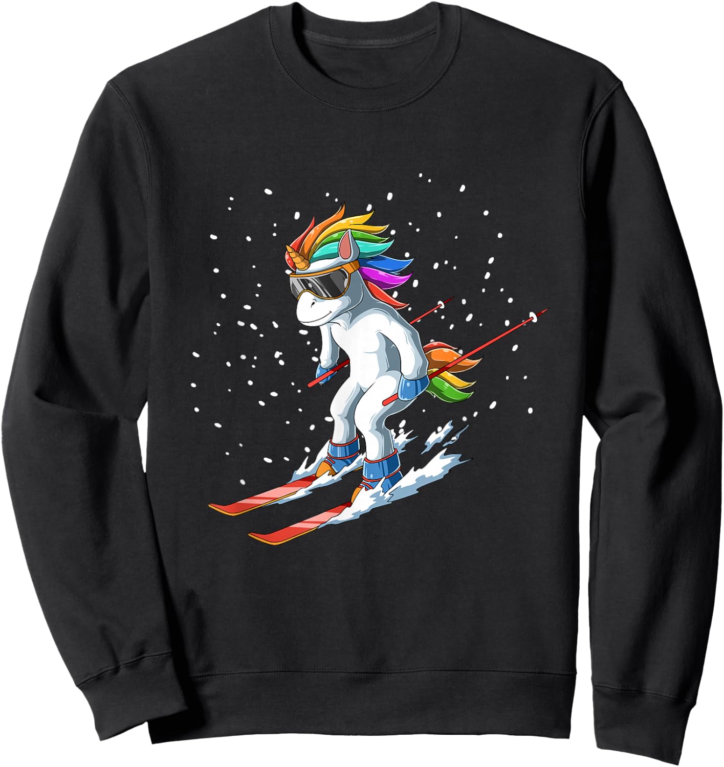 Unicorn on Ski - Funny Ski Gift Sweatshirt - Sweatshirt | Black