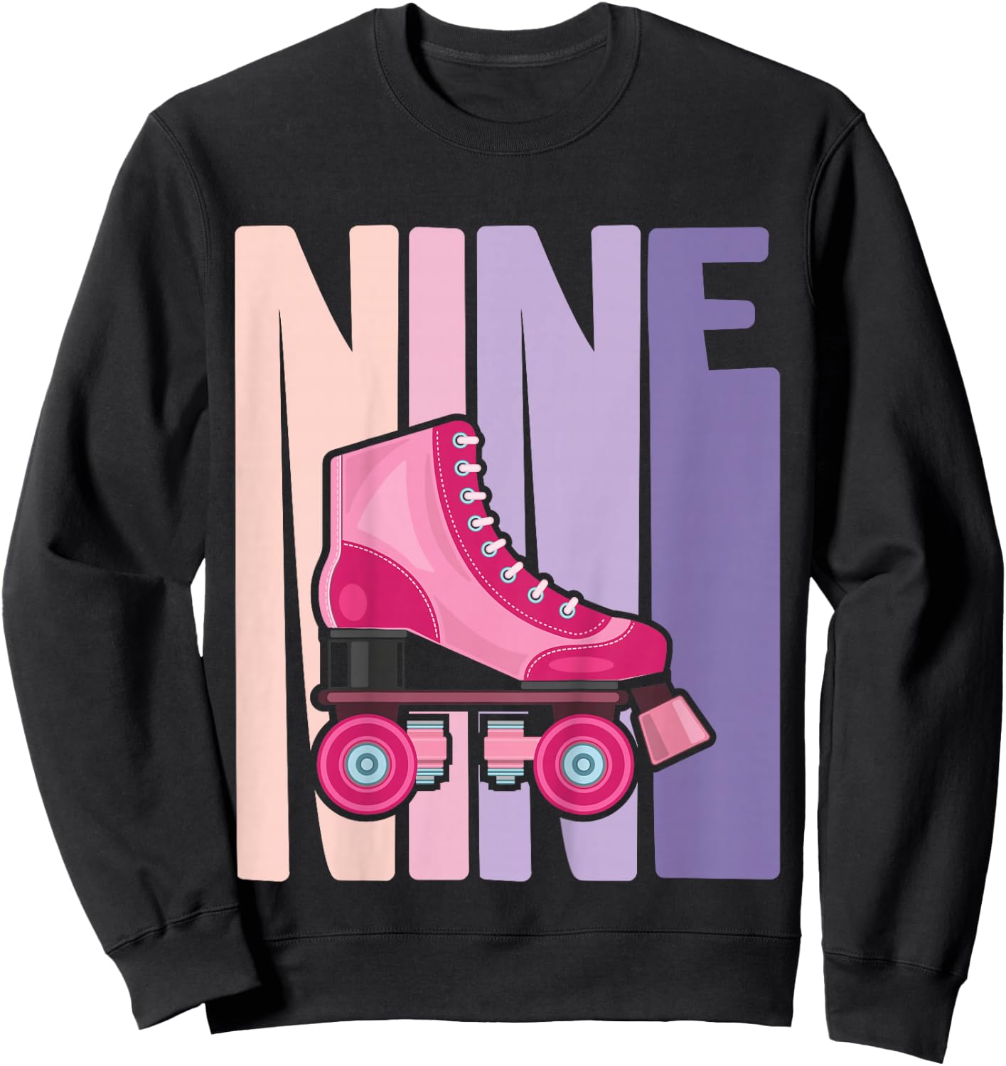 9 Year Old Cute Roller Skating Birthday Girl 9th B-day Sweatshirt - Sweatshirt | Black