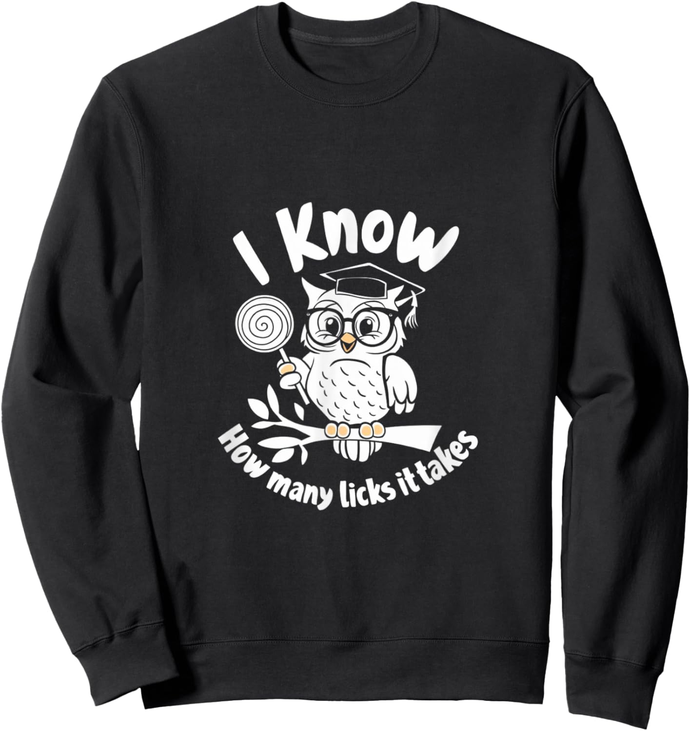 Funny Owl I Know How Many Licks It's Takes Sweatshirt - Sweatshirt | Black