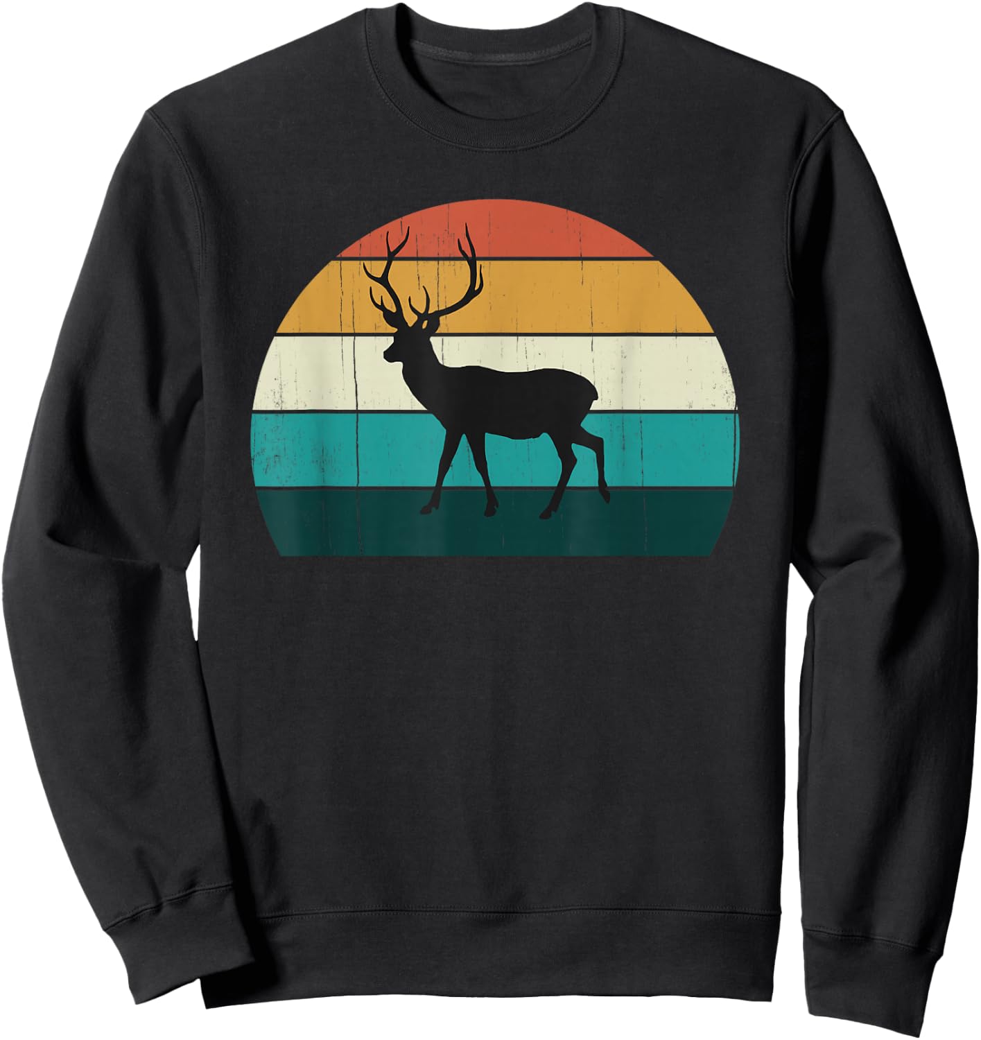 Funny Retro Deer Cool Sunset Gift Sweatshirt - Sweatshirt | Black