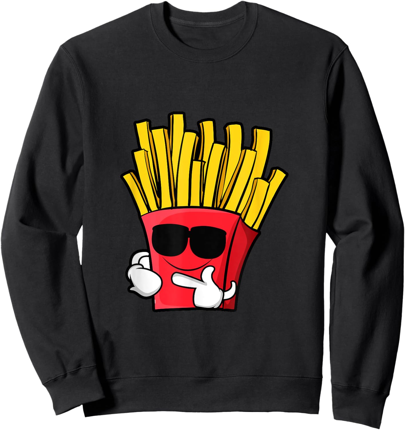 Funny French Fries Hipster Style Fast Food Lover Gifts Sweatshirt - Sweatshirt | Black