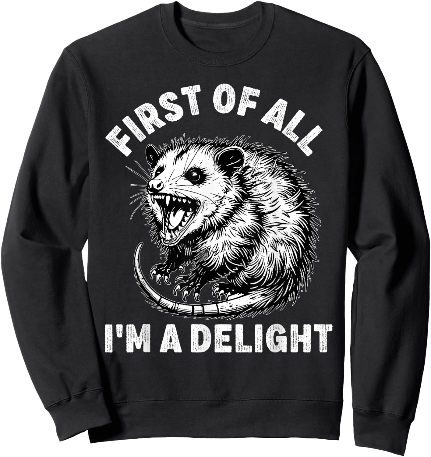 First of All I'm a Delight Men Women Funny Possum Possum Sweatshirt - Sweatshirt | Black