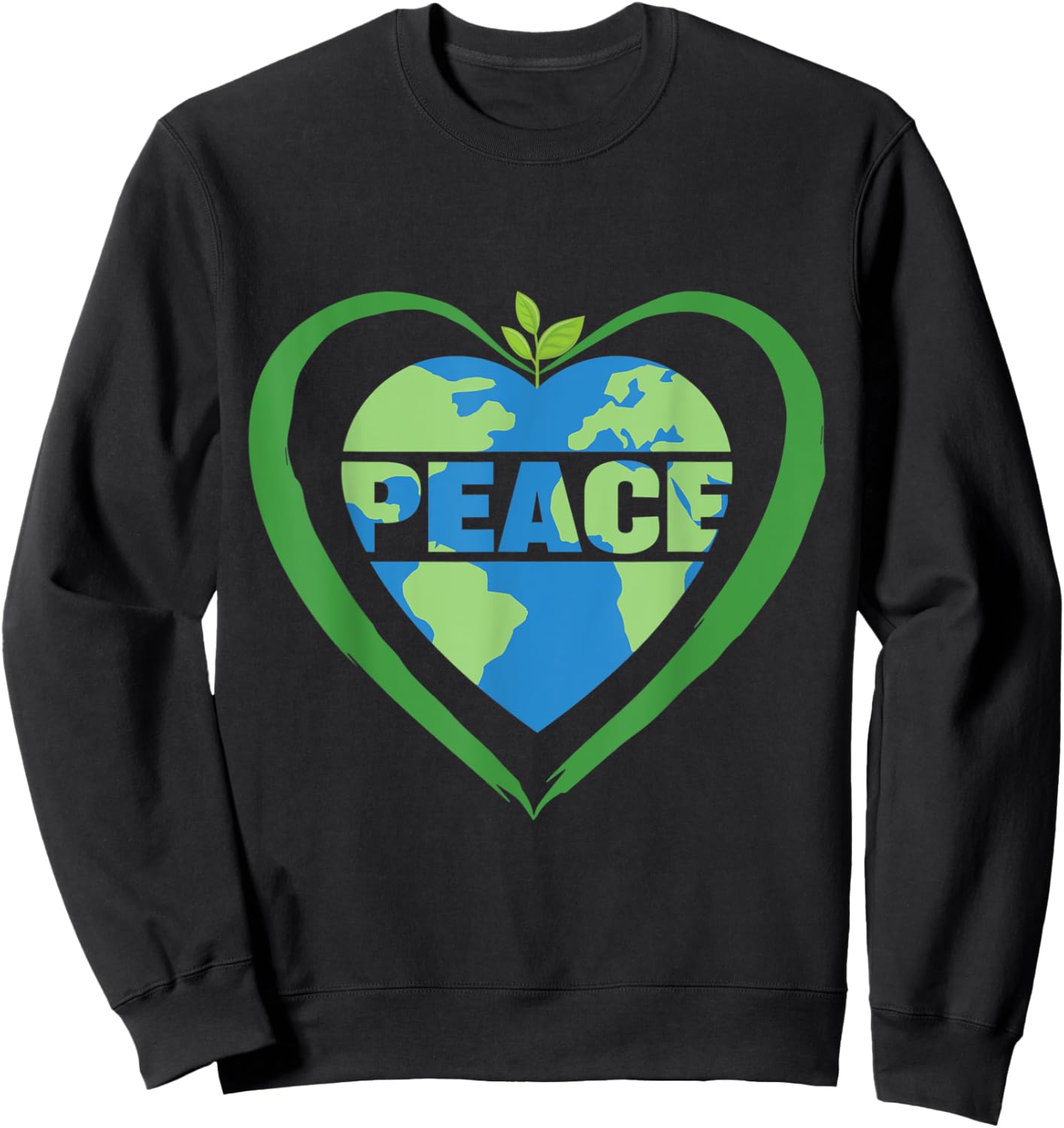 Peace Eco-friendly Heart Earth Day Sweatshirt - Sweatshirt | Black