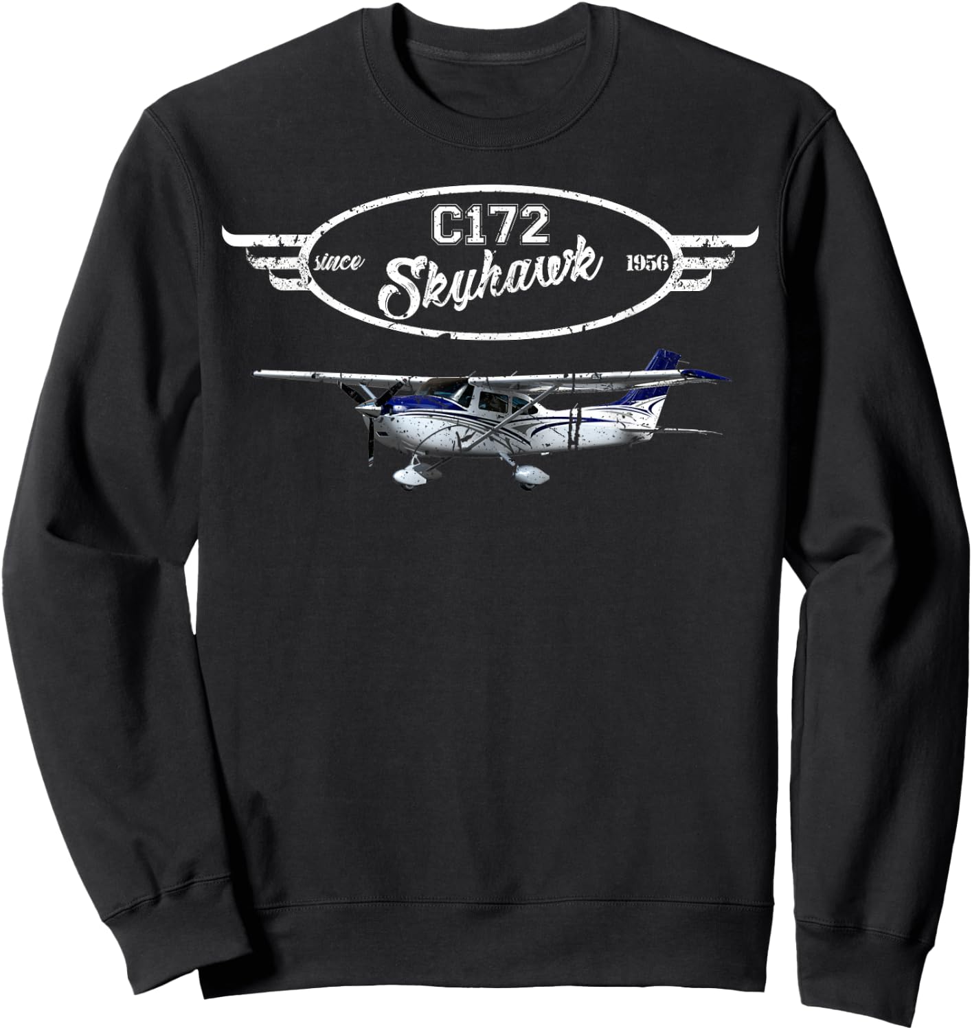 C172 SkyHawk iconic vintage style airplane Sweatshirt - Sweatshirt | Black