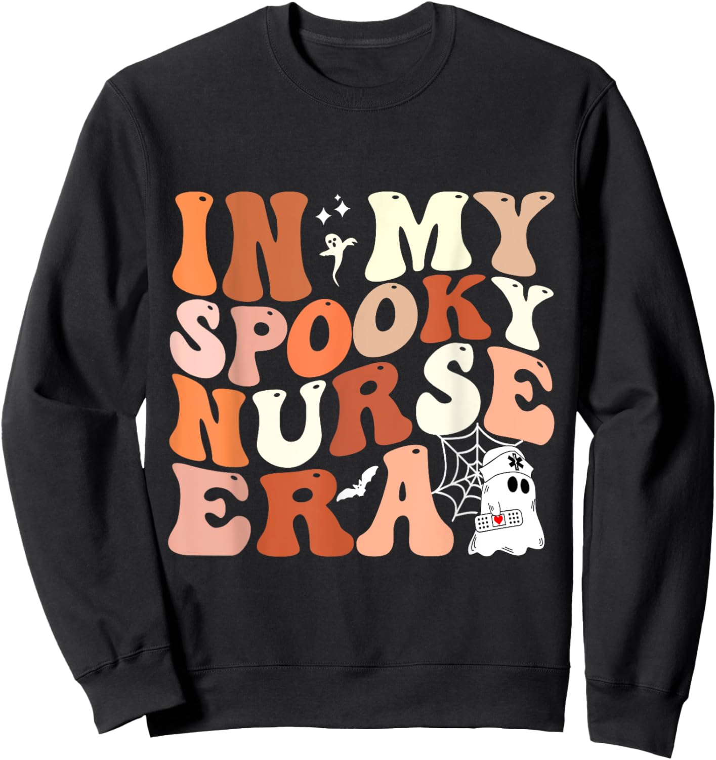In My Spooky Nurse Era Nicu Halloween Funny Ghost Sweatshirt - Sweatshirt | Black