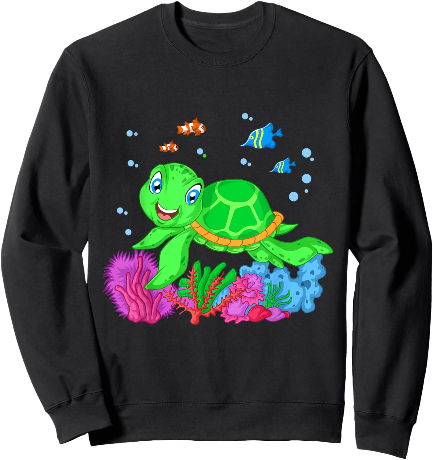 Turtle Cute Sea Animal | Ocean Creature Adult & Kids Sweatshirt - Sweatshirt | Black