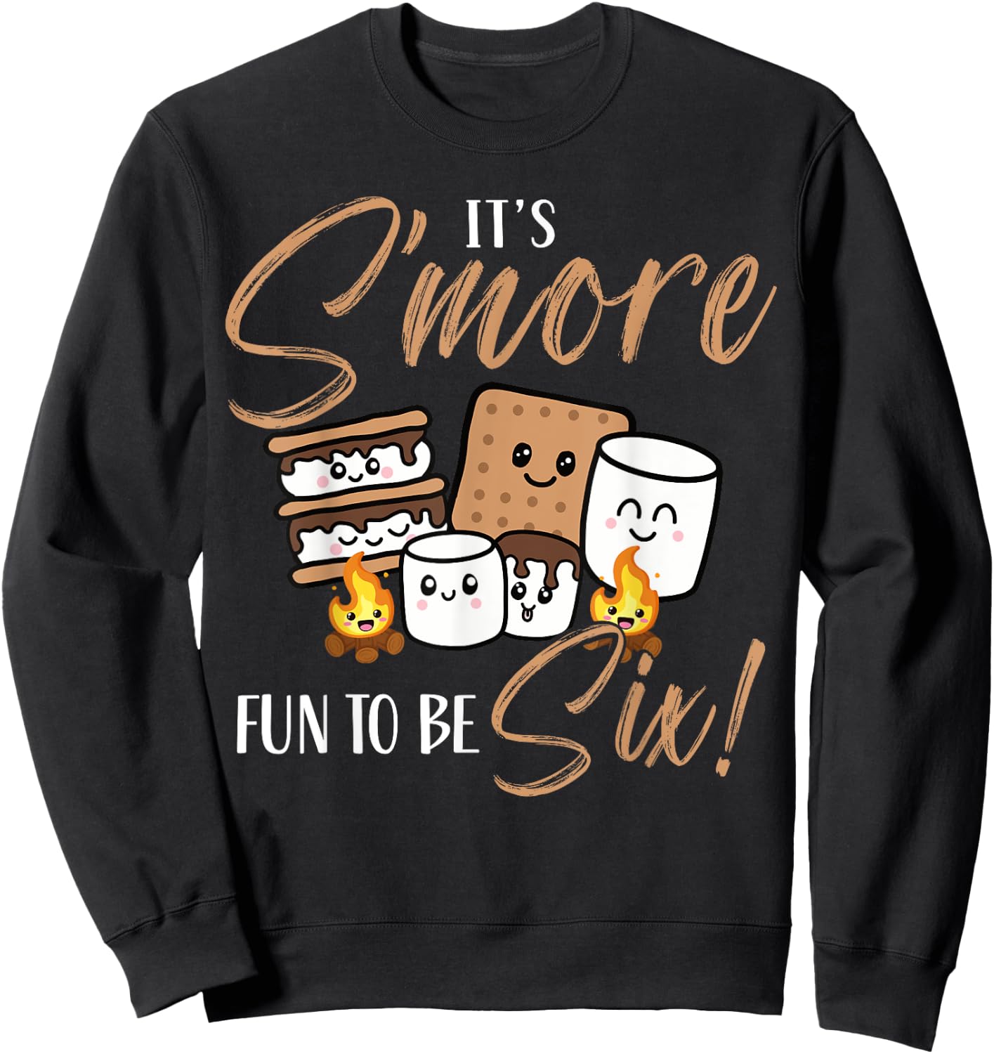 Birthday Campfire Marshmallow It's S'more Fun To Be Six 6th Sweatshirt - Sweatshirt | Black