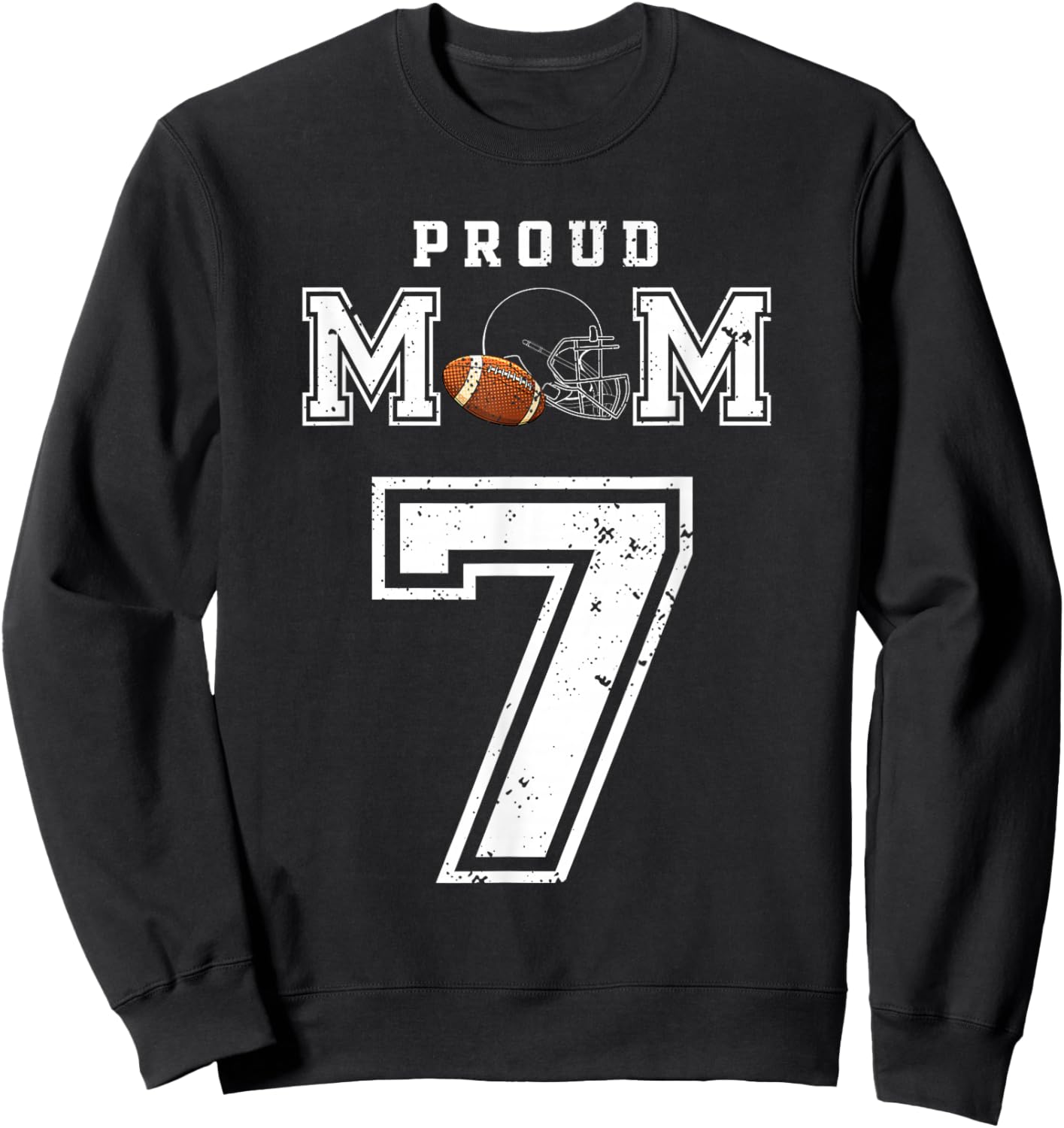 Custom Proud Football Mom Number 7 Personalized Sweatshirt - Sweatshirt | Black