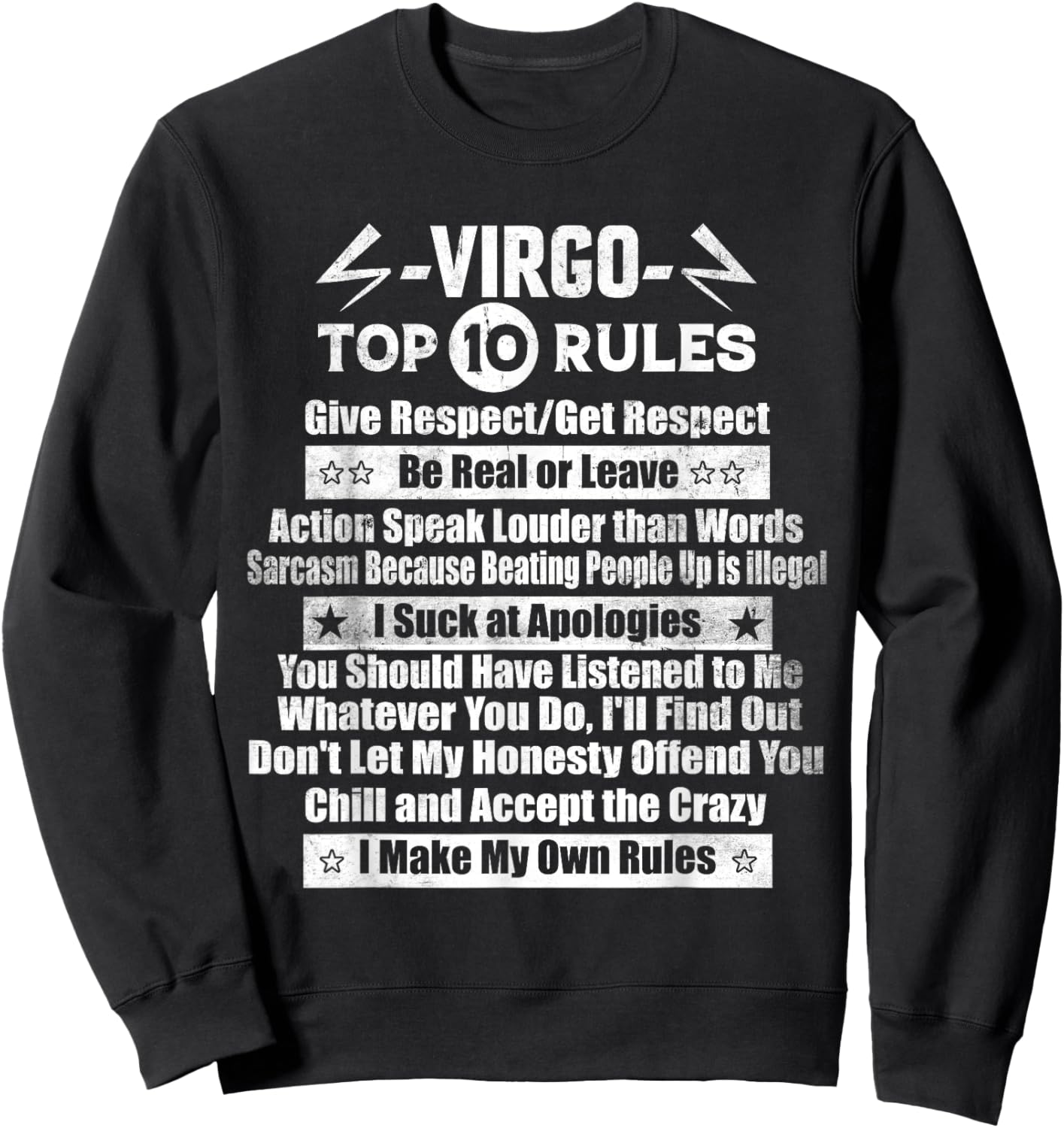 Zodiac Sign Funny Top 10 Rules Of Virgo Funny Horoscope Sweatshirt - Sweatshirt | Black