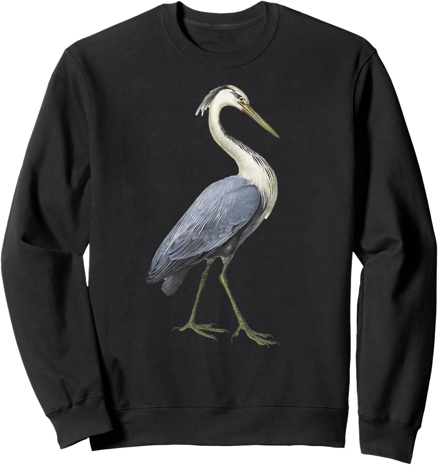 Heron Bird Water Bird Lover Costal Birder Great Blue Heron Sweatshirt - Sweatshirt | Black