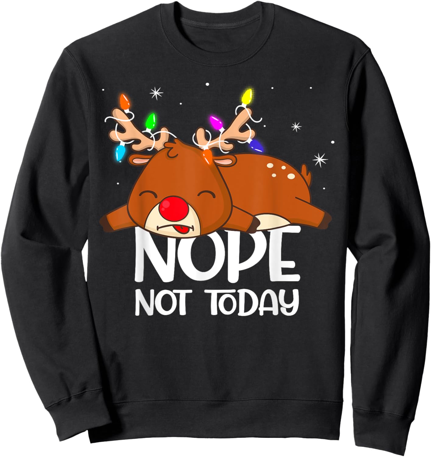 Funny pun lazy reindeer nope boys girls Family christmas Sweatshirt - Sweatshirt | Black
