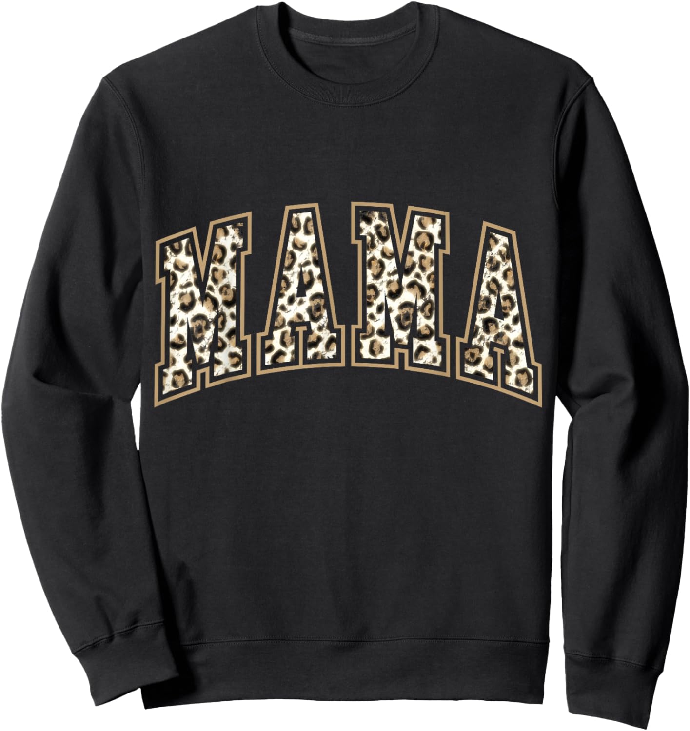 MAMA Leopard Cheetah Print Love Cute Large Letters Sweatshirt - Sweatshirt | Black